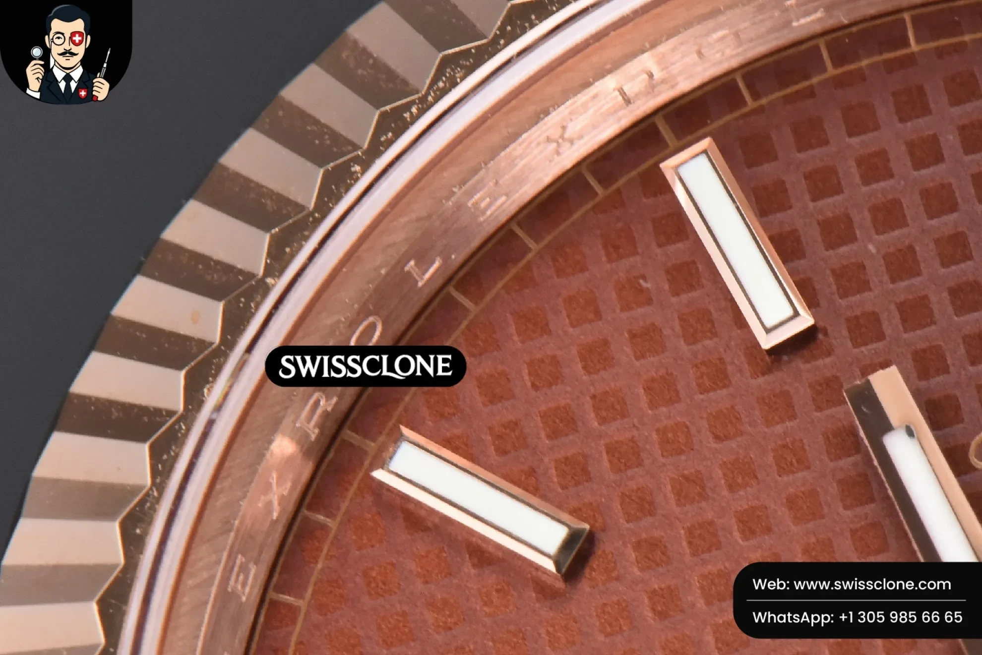 Rolex DayDate 40mm Brown Dial Lume Marker President 1:1 Super Clone - Lateral Case Thickness Profile