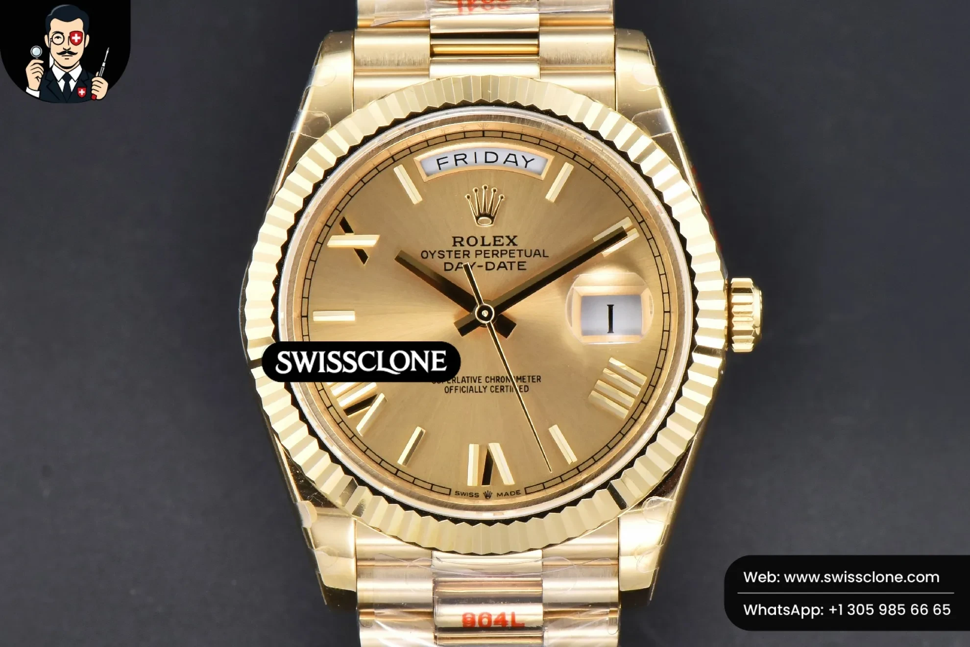 Rolex DayDate 40mm Dial Roma Marker President