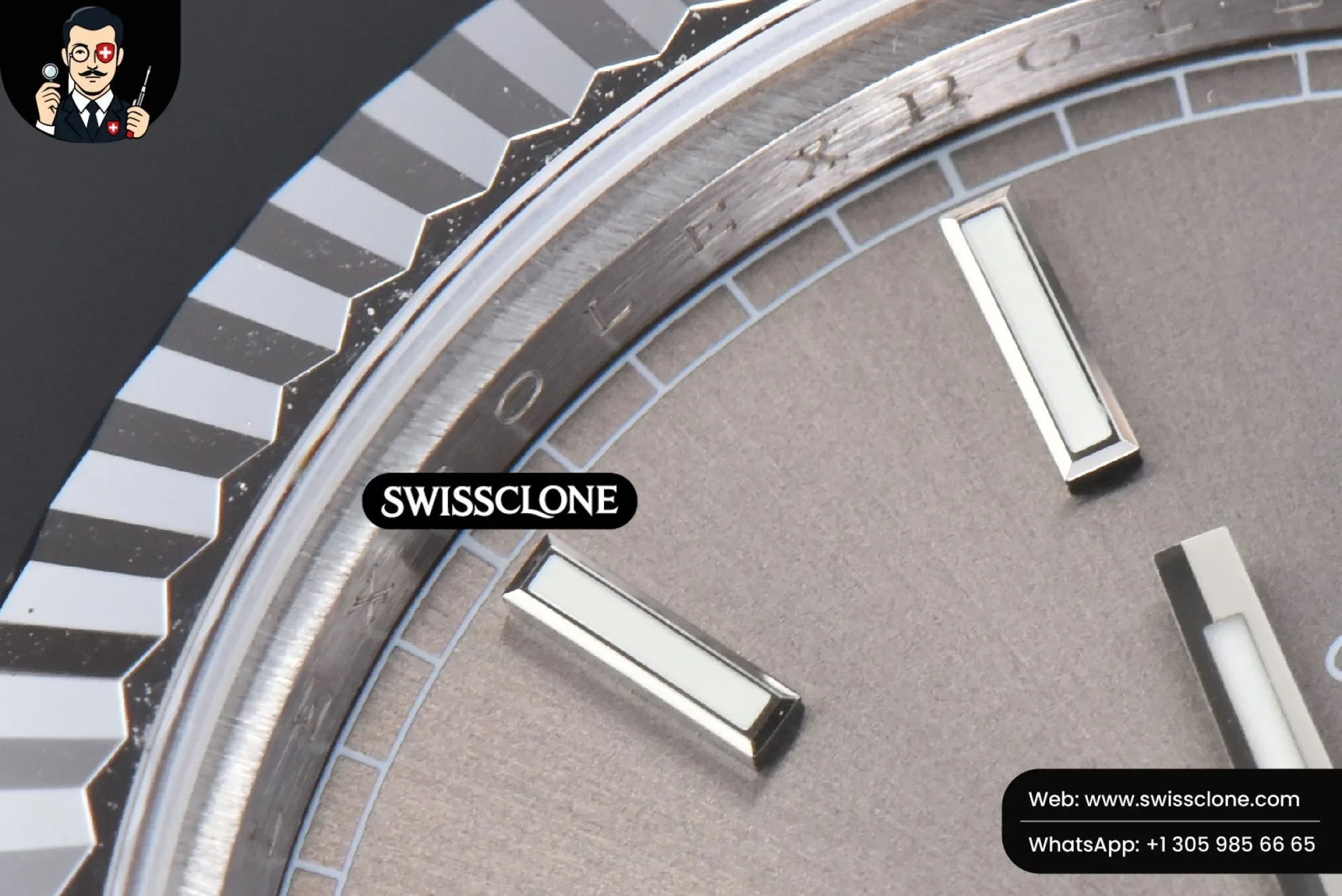 Rolex DayDate 40mm Gray Dial Lume Marker President 1:1 Super Clone - Caseback & Cloned Calibre Movement