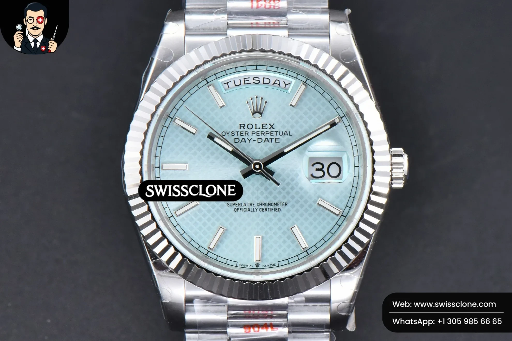 Rolex DayDate 40mm Ice Blue Dial Lume Marker President