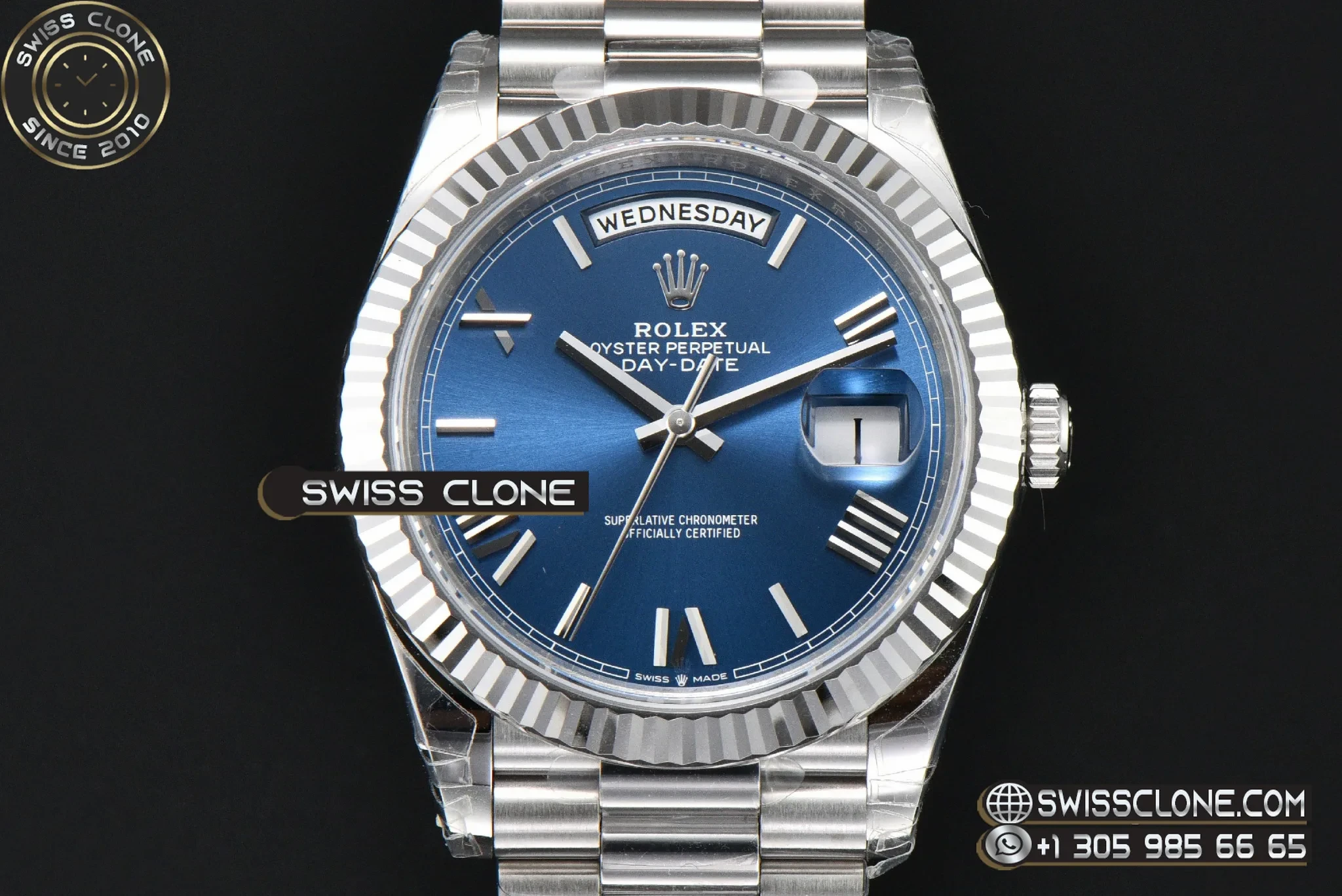 Rolex DayDate 40mm Weighted Blue Dial Roman Marker President DD3255 1:1 Super Clone - Clasp & Bracelet Finishing
