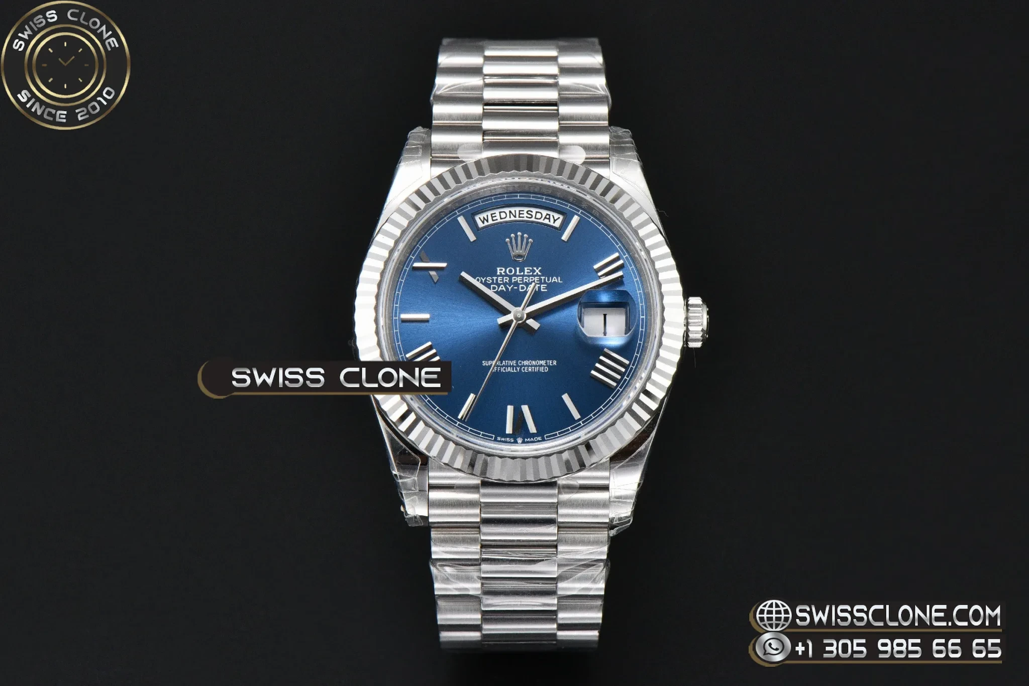 Rolex DayDate 40mm Weighted Blue Dial Roman Marker President DD3255