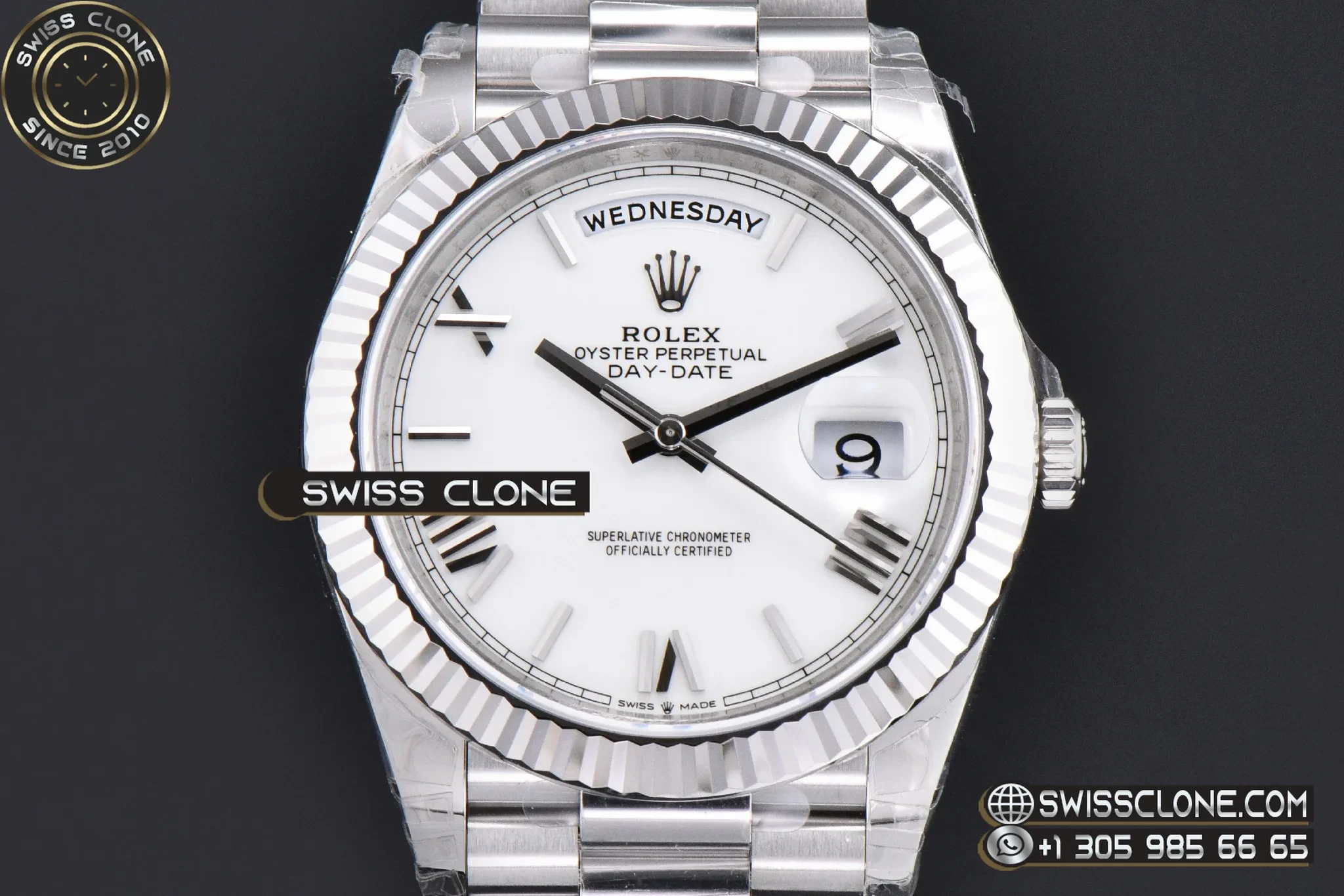 Rolex DayDate 40mm Weighted White Dial Roman Marker President DD3255 1:1 Super Clone - Clasp & Bracelet Finishing