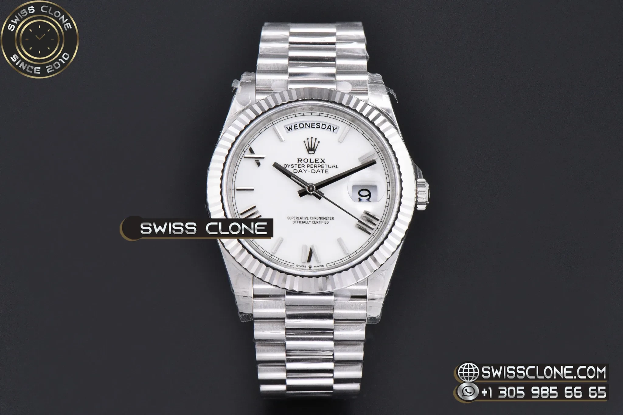 Rolex DayDate 40mm Weighted White Dial Roman Marker President DD3255