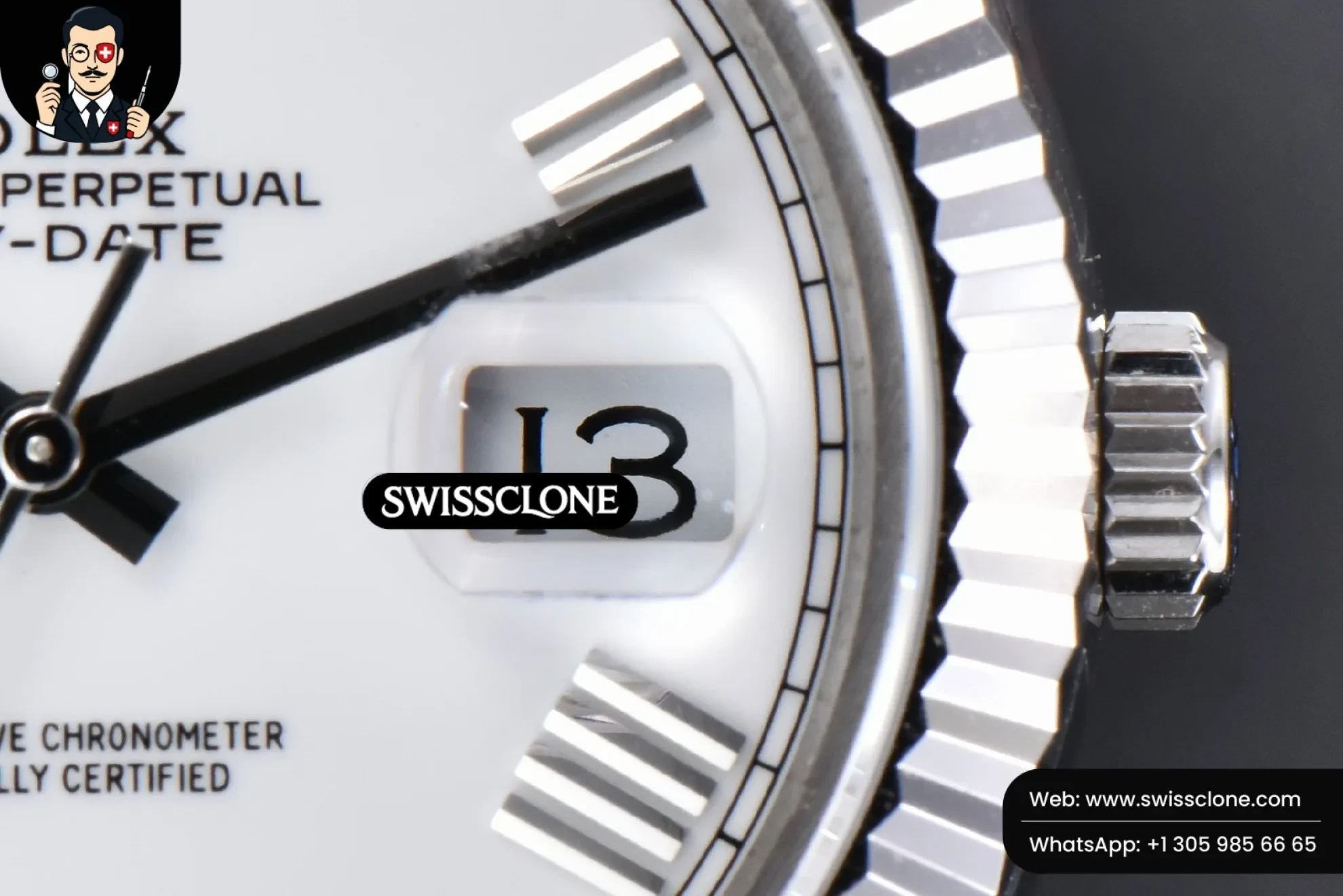 Rolex DayDate 40mm White Dial Roma Marker President 1:1 Super Clone - Lateral Case Thickness Profile