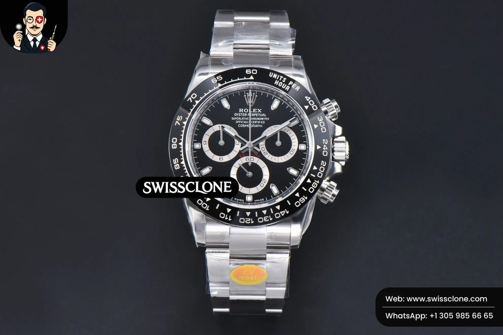 Rolex Daytona 116500 Black Dial 1:1 Super Clone - Dial Macro Close-Up