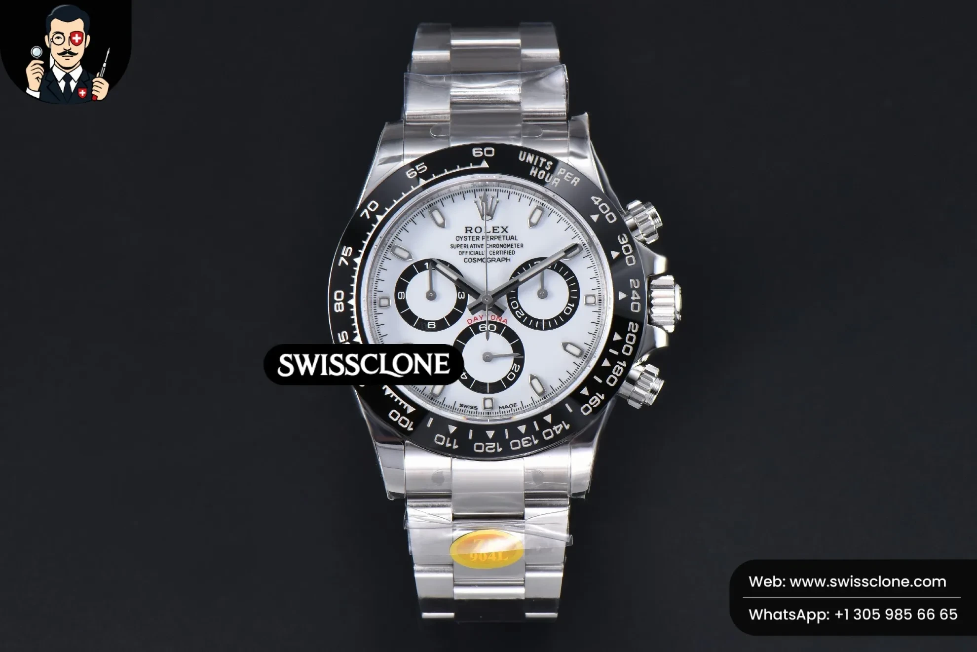 Rolex Daytona 116500 Panda White Dial 1:1 Super Clone - Dial Macro Close-Up