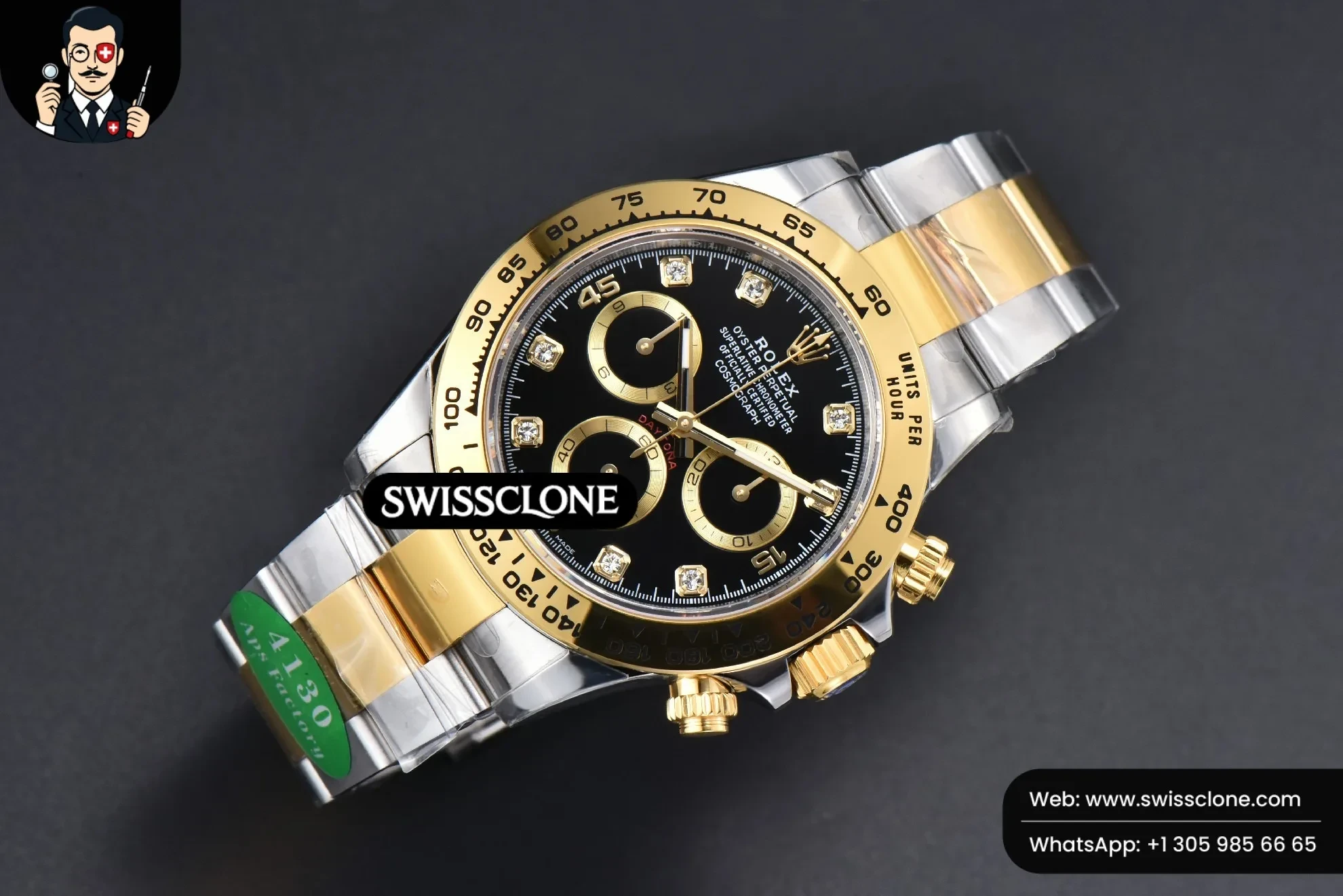Rolex Daytona 116503 YG/SS Black Dial Diamond Marker YG/SS SH4130 1:1 Super Clone - Bezel & Case Profile