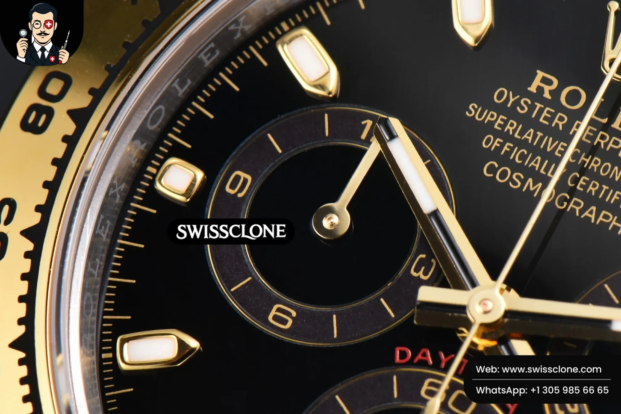 Rolex Daytona 116503 YG/SS Black Dial Lume Marker YG/SS SH4130 1:1 Super Clone - Lateral Case Thickness Profile