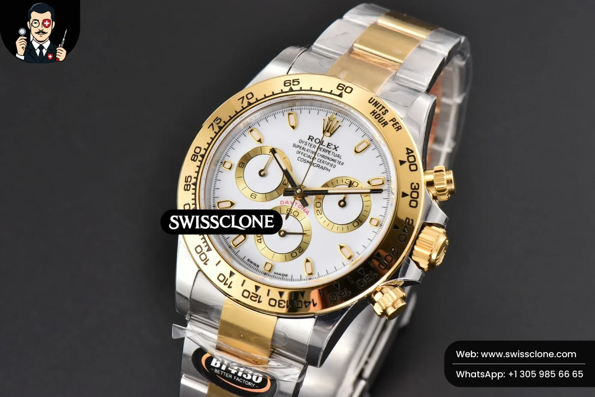 Rolex Daytona 116503 YG/SS BTF White Dial YG/SS BT Factory 1:1 Super Clone - Bezel & Case Profile