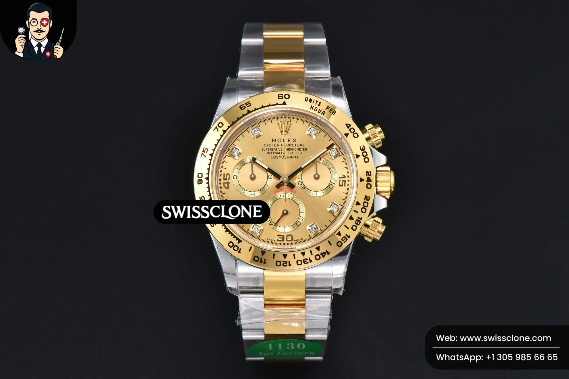Rolex Daytona 116503 YG/SS Dial Diamond Marker YG/SS SH4130 1:1 Super Clone - Dial Macro Close-Up