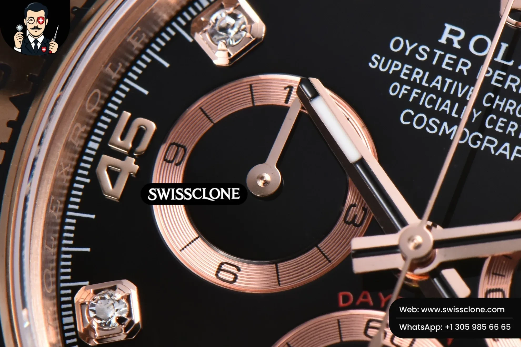 Rolex Daytona 116505 Black Dial Diamond Marker SH4130 1:1 Super Clone - Lateral Case Thickness Profile