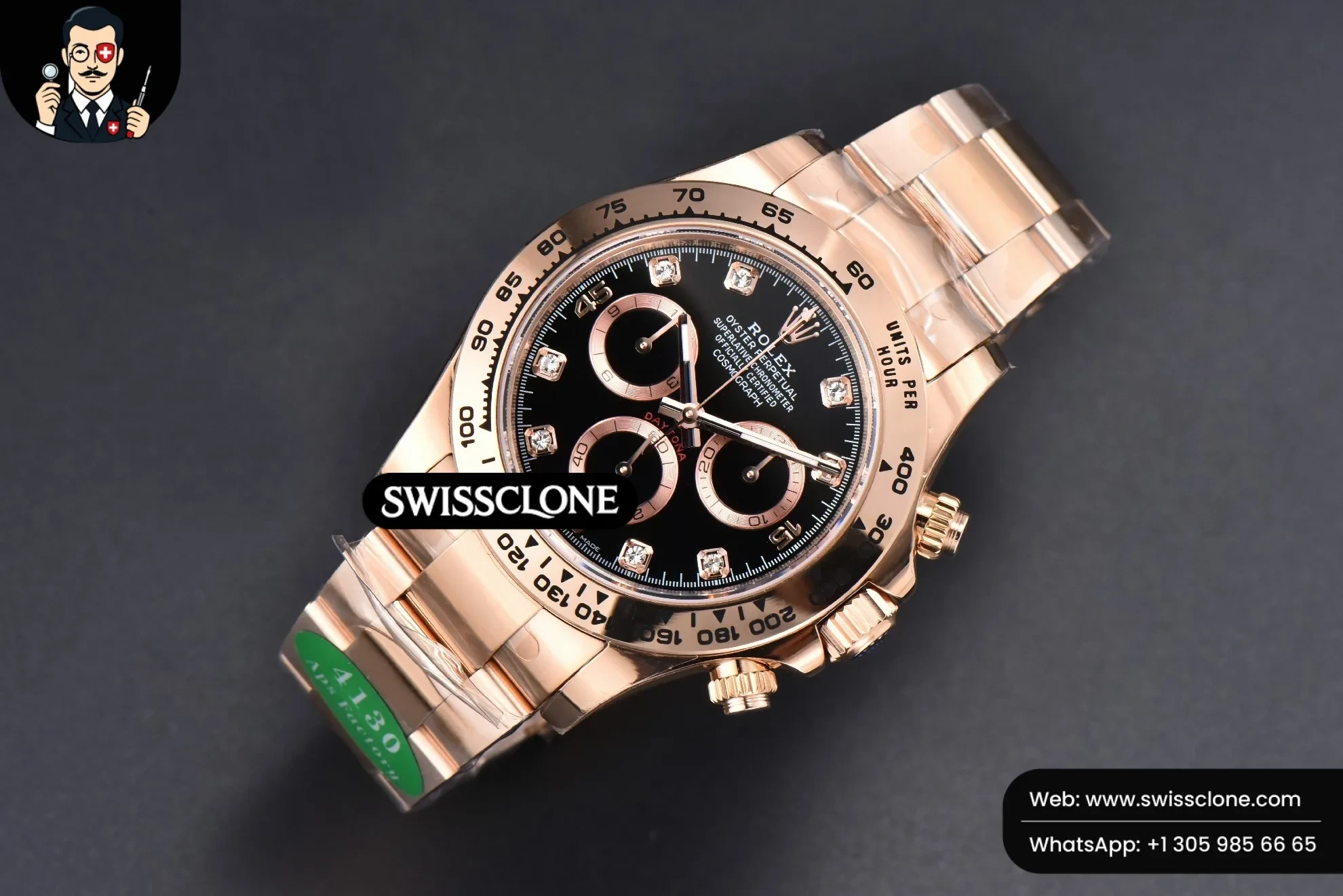 Rolex Daytona 116505 Black Dial Diamond Marker SH4130 1:1 Super Clone - Bezel & Case Profile