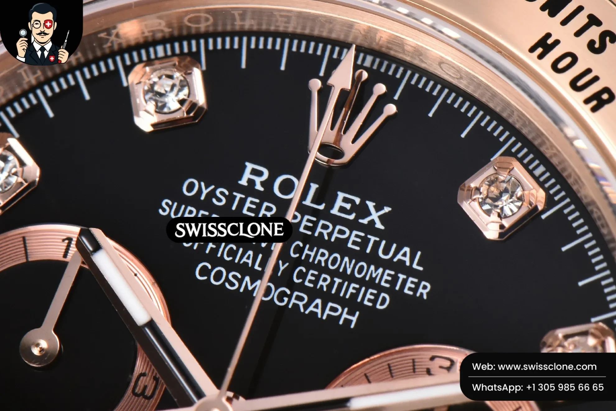 Rolex Daytona 116505 Black Dial Diamond Marker SH4130 1:1 Super Clone - Caseback & Cloned Calibre Movement
