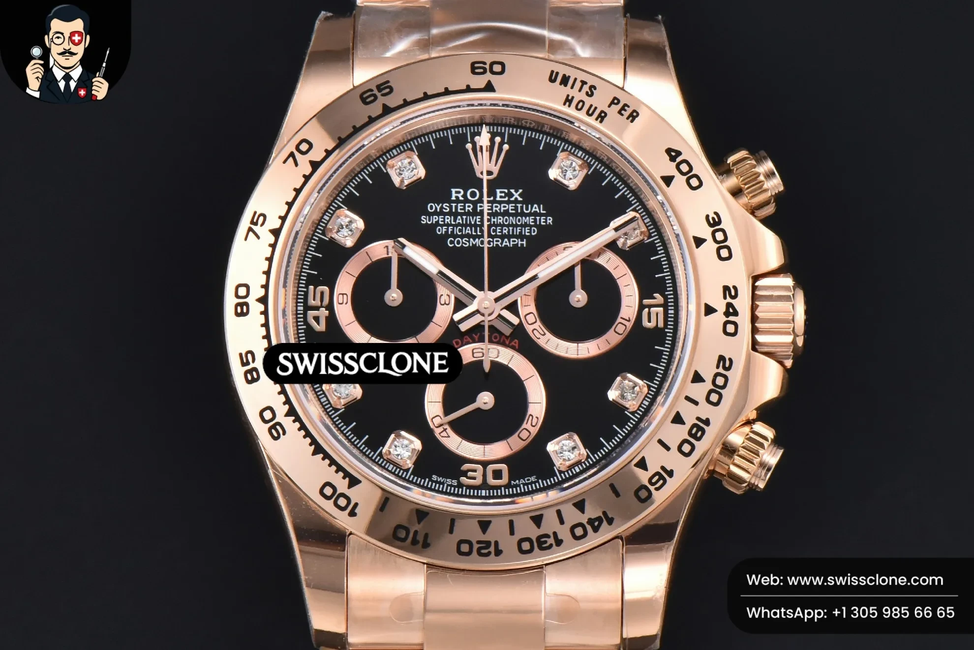 Rolex Daytona 116505 Black Dial Diamond Marker SH4130
