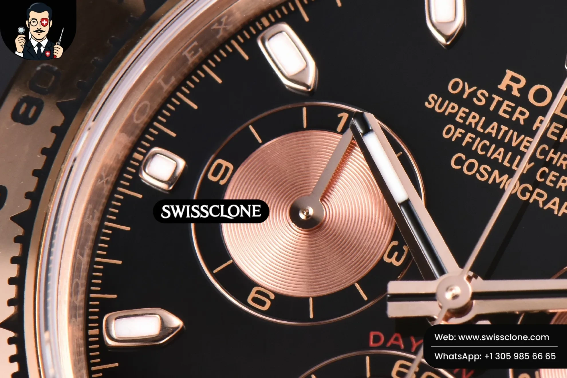 Rolex Daytona 116505 Black Dial Subdial Lume Marker SH4130 1:1 Super Clone - Lateral Case Thickness Profile