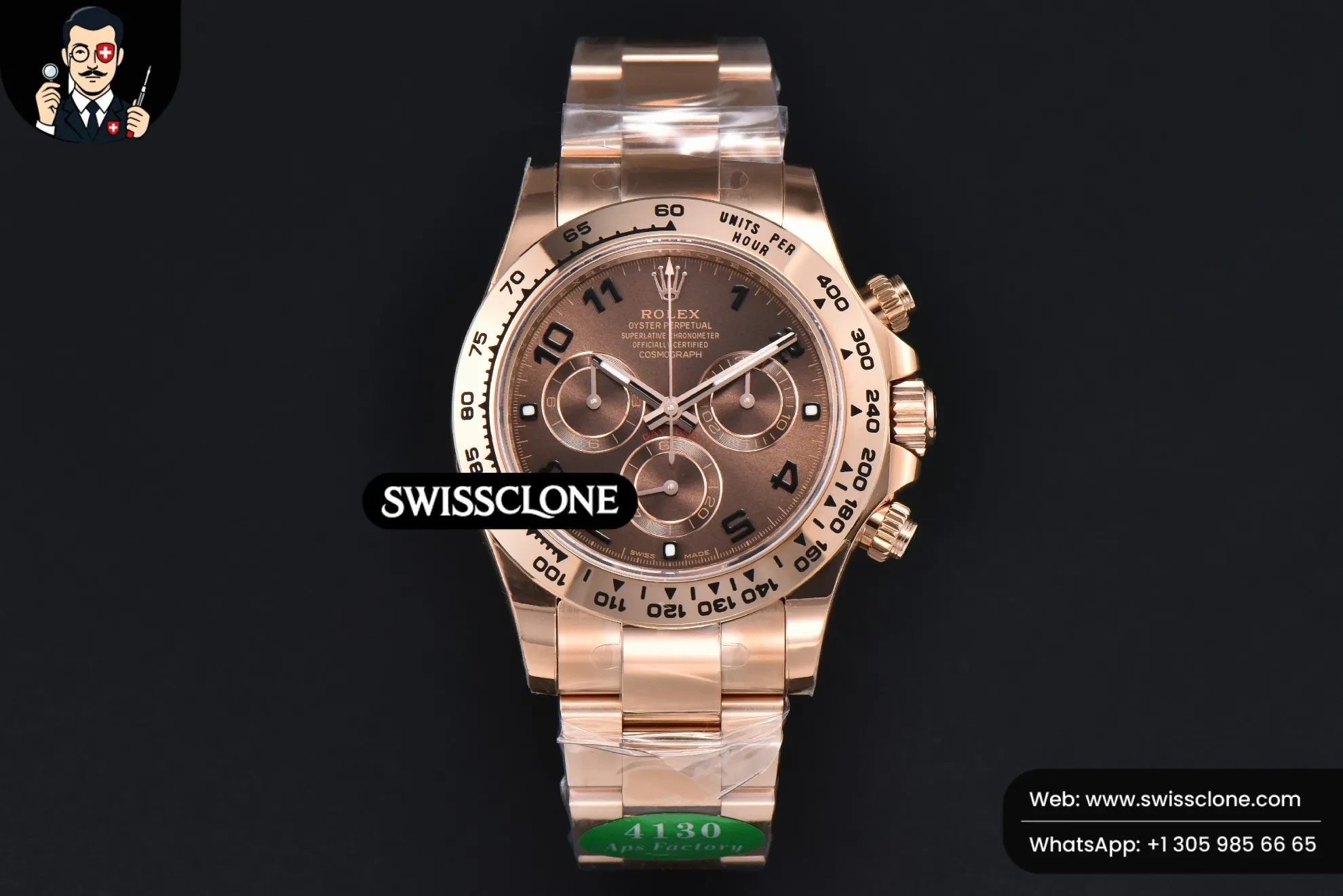 Rolex Daytona 116505 Brown Dial Digital Marker SH4130 1:1 Super Clone - Dial Macro Close-Up