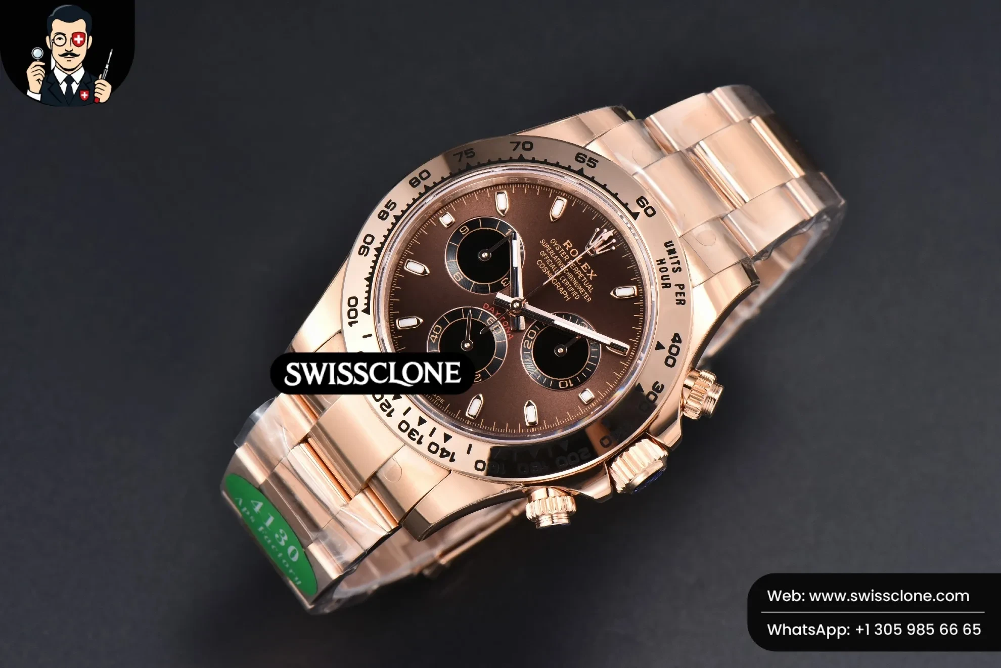 Rolex Daytona 116505 Brown Dial Lume Marker SH4130 1:1 Super Clone - Bezel & Case Profile
