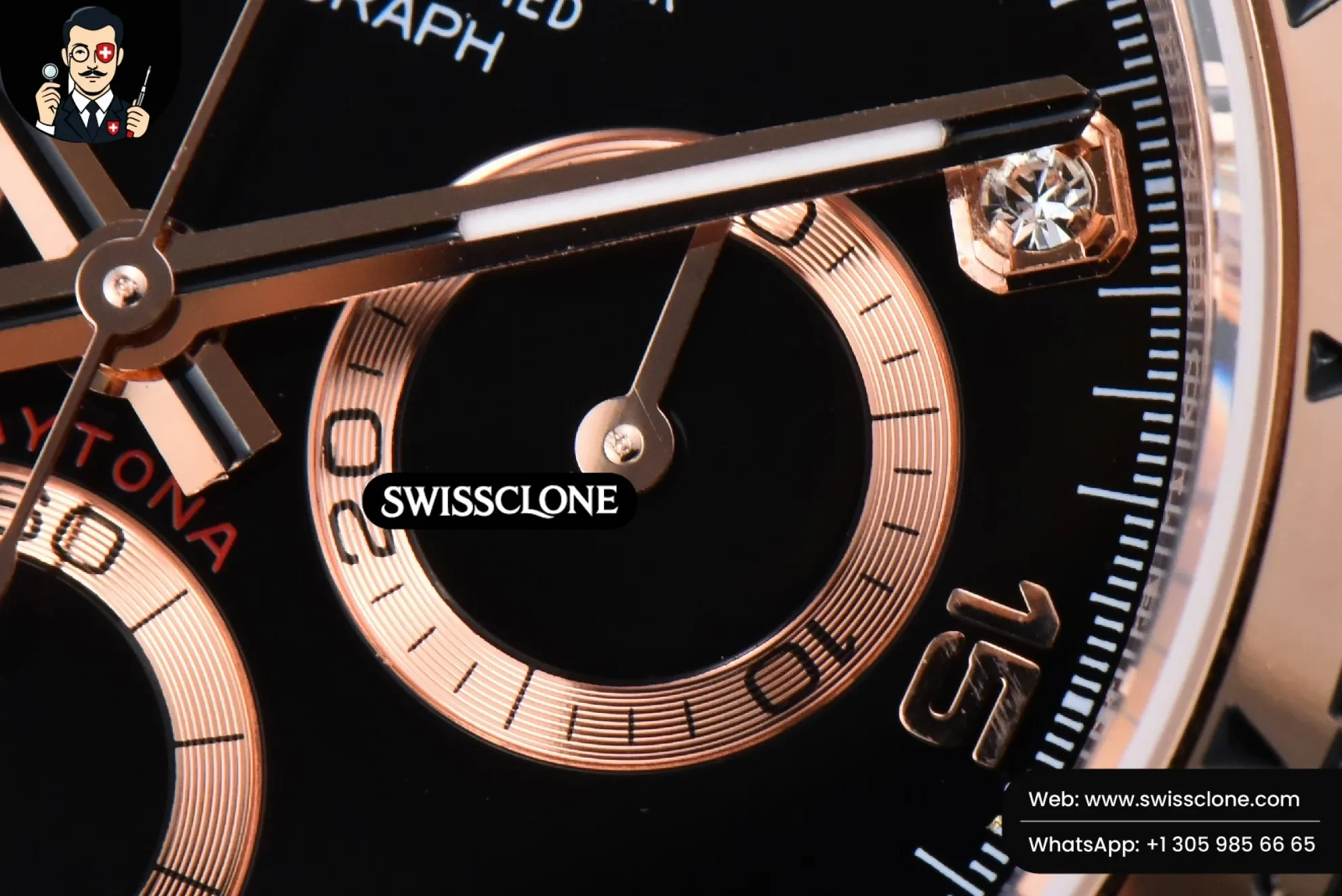 Rolex Daytona 116505 BTF Black/RG Dial Diamond Marker BT Factory 1:1 Super Clone - Lateral Case Thickness Profile