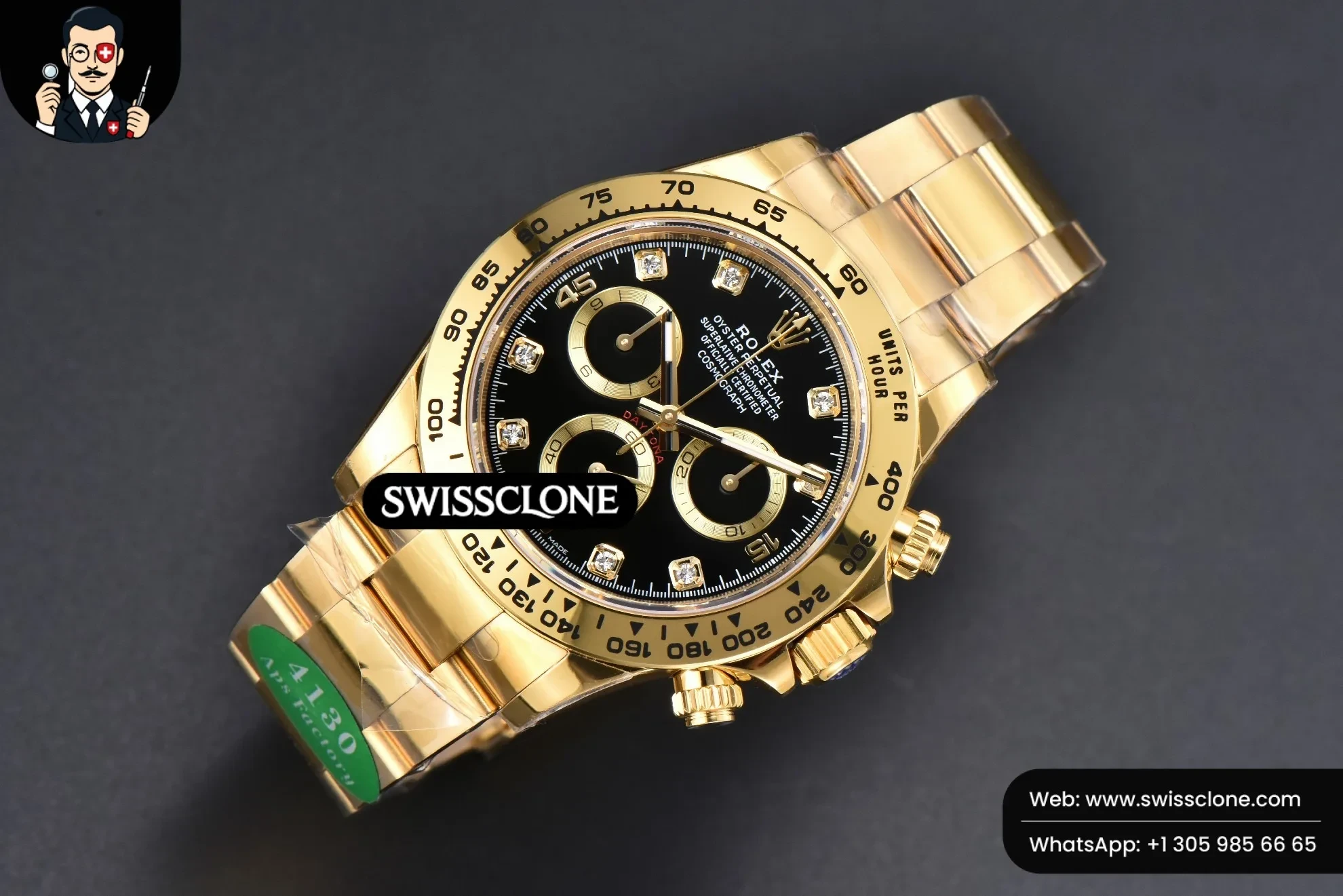 Rolex Daytona 116508 Black Dial Diamond Marker SH4130 1:1 Super Clone - Bezel & Case Profile