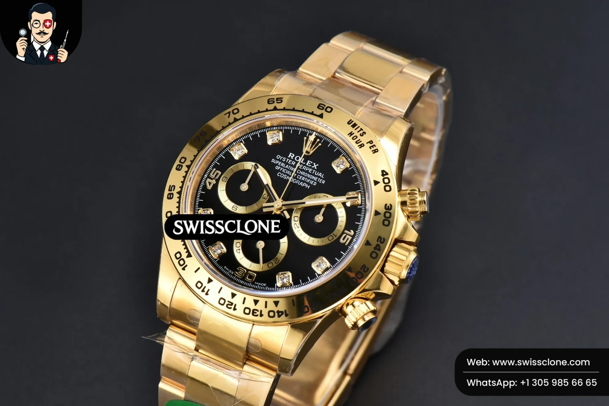 Rolex Daytona 116508 Black Dial Diamond Marker SH4130 1:1 Super Clone - Clasp & Bracelet Finishing