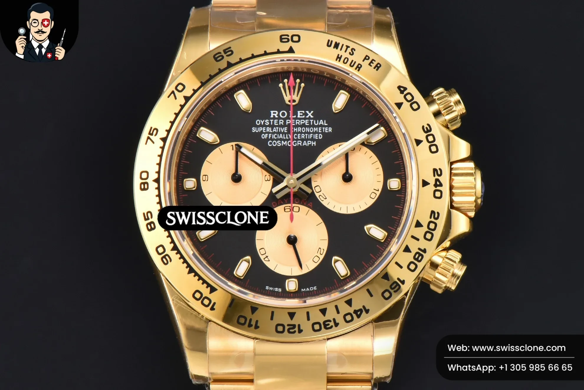 Rolex Daytona 116508 Black/YG Dial Lume Marker Red Hand SH4130