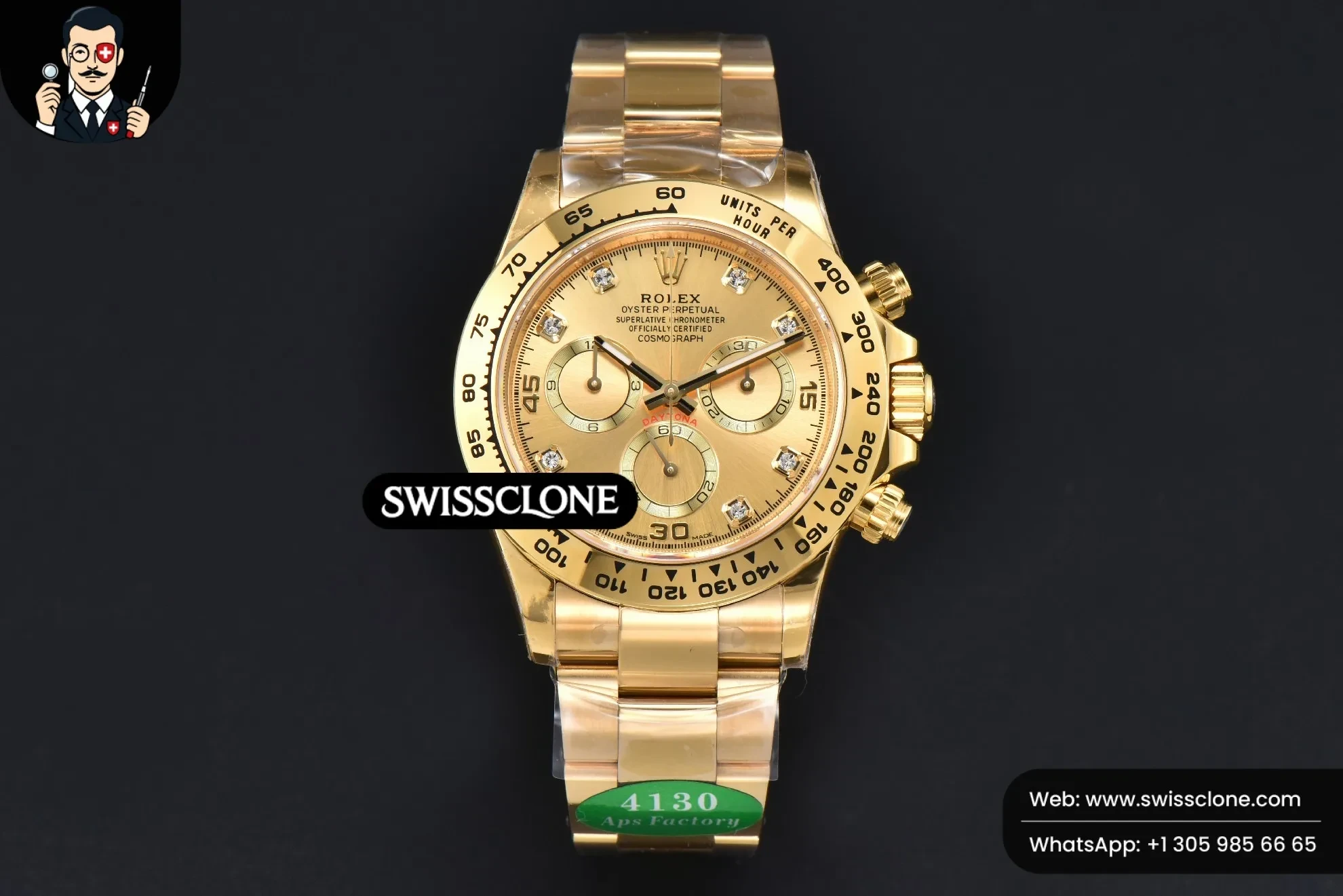 Rolex Daytona 116508 Dial Diamond Marker SH4130 1:1 Super Clone - Dial Macro Close-Up