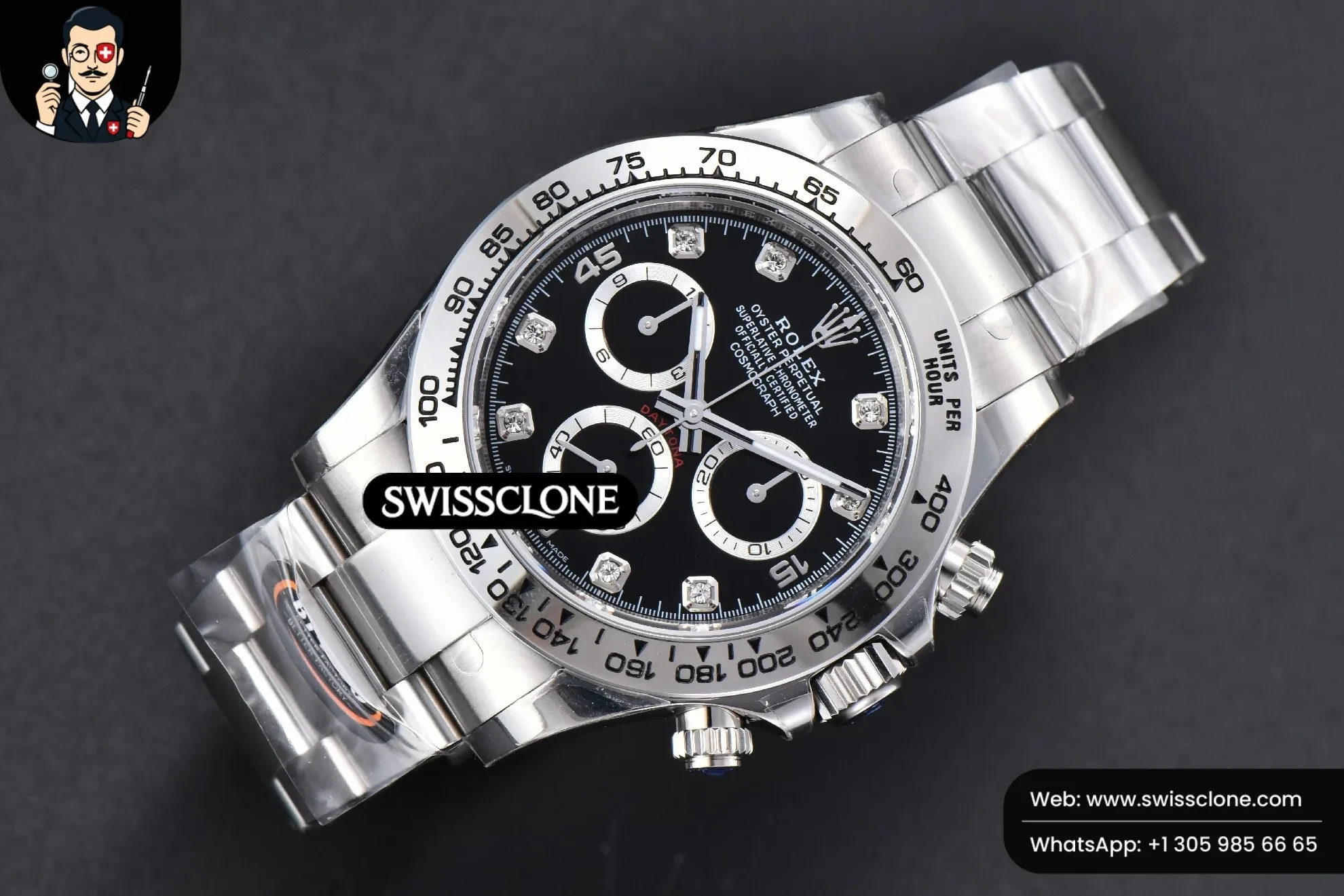 Rolex Daytona 116509 904L BTF Black Dial Diamond Marker BT Factory 1:1 Super Clone - Bezel & Case Profile