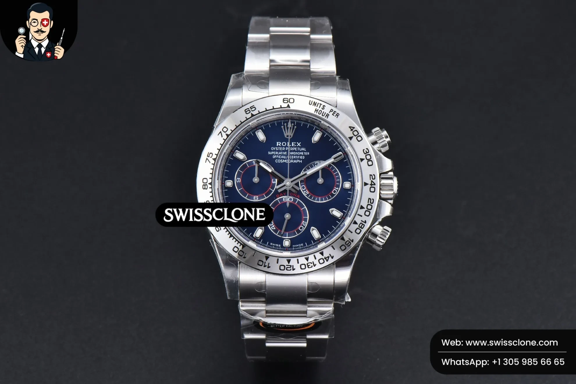 Rolex Daytona 116509 904L BTF Navy Blue Dial BT Factory 1:1 Super Clone - Dial Macro Close-Up