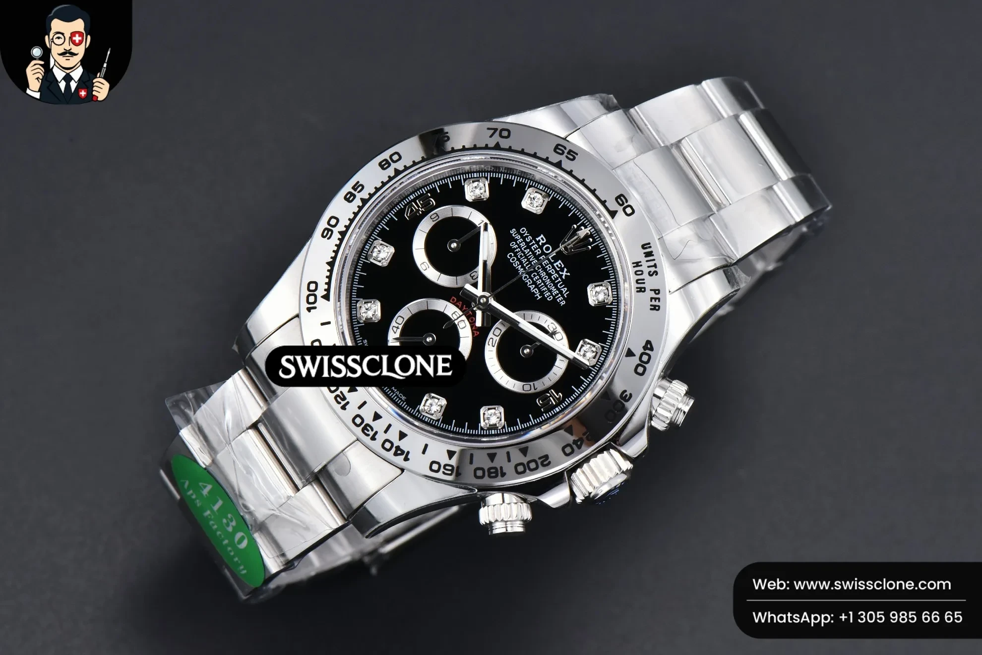 Rolex Daytona 116509 Black Dial Diamond Marker SH4130 1:1 Super Clone - Bezel & Case Profile