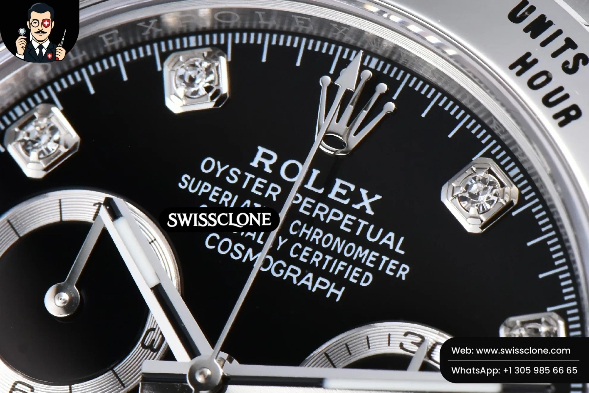 Rolex Daytona 116509 Black Dial Diamond Marker SH4130 1:1 Super Clone - Caseback & Cloned Calibre Movement