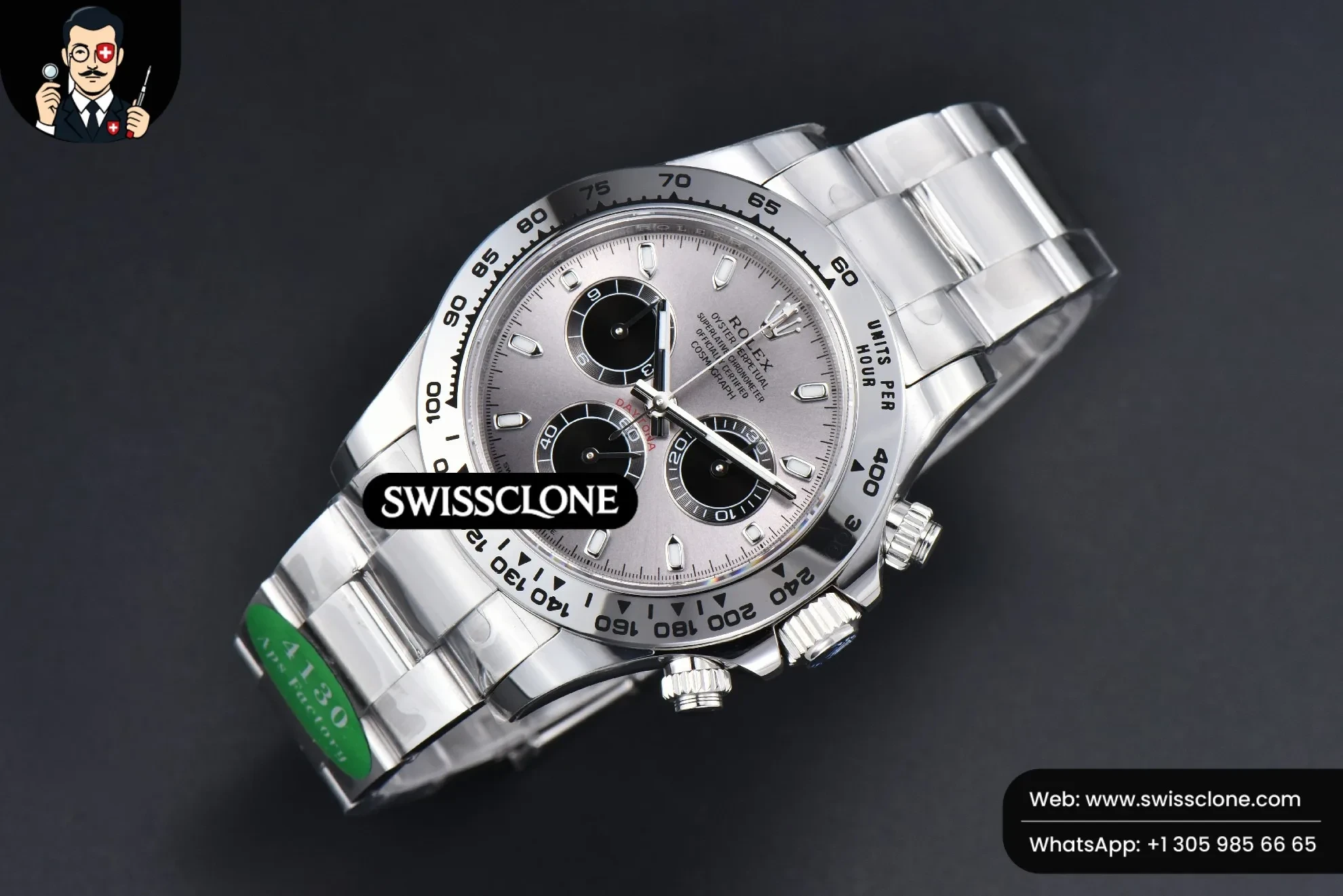 Rolex Daytona 116509 Silver Dial Lume Marker SH4130 1:1 Super Clone - Bezel & Case Profile