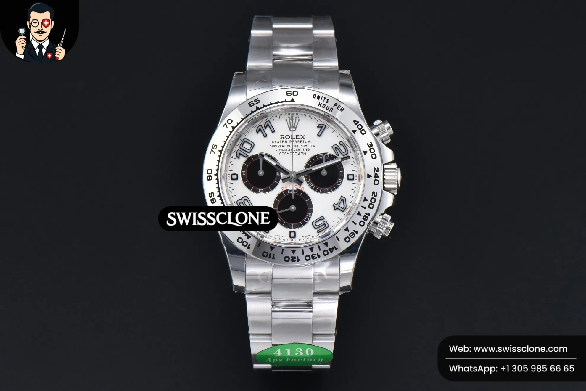 Rolex Daytona 116509 White Dial Digital Marker SH4130 1:1 Super Clone - Dial Macro Close-Up