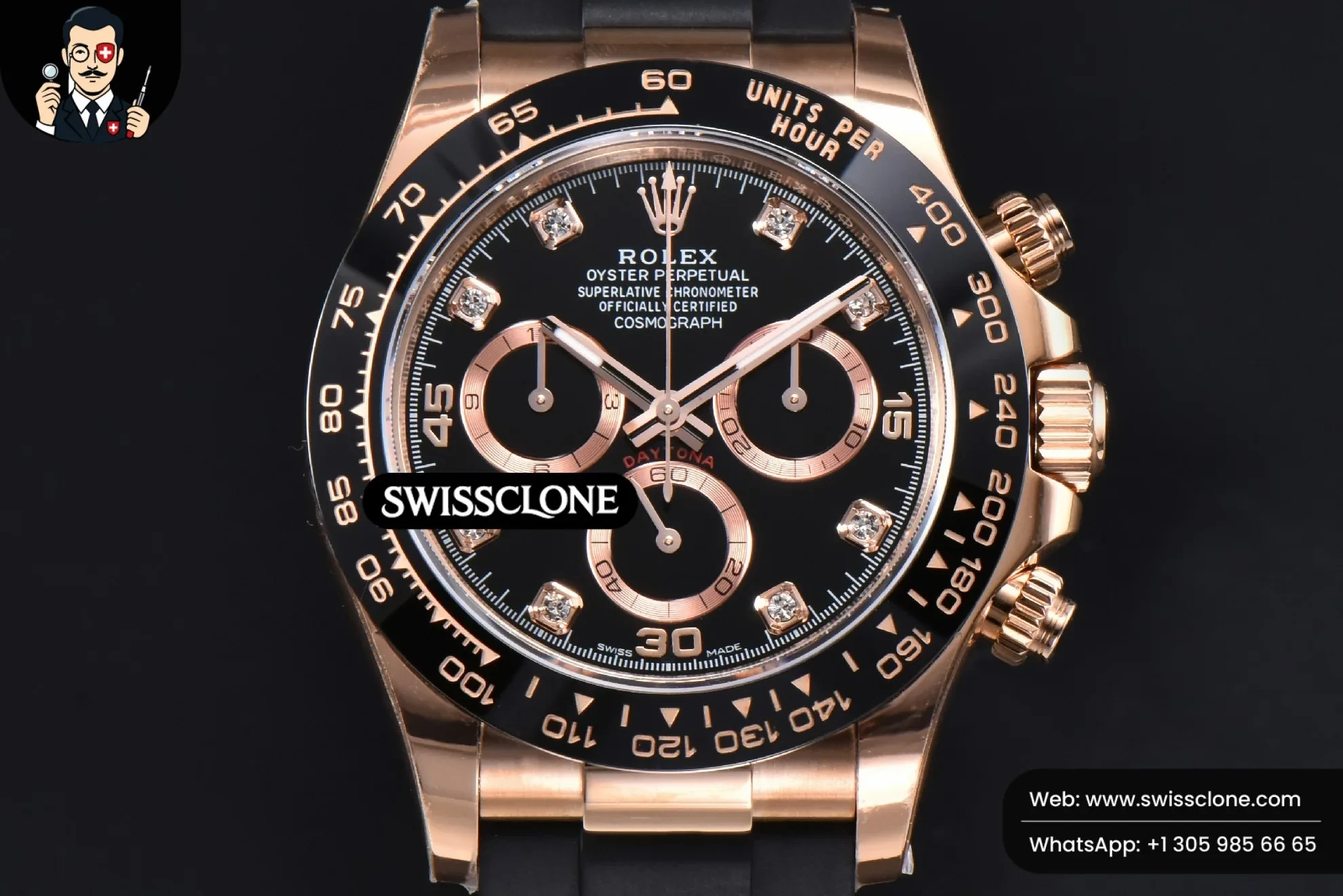 Rolex Daytona 116515 Black Dial Ceramic Bezel Diamond Marker Oysterflex Tungsten Version SH4130