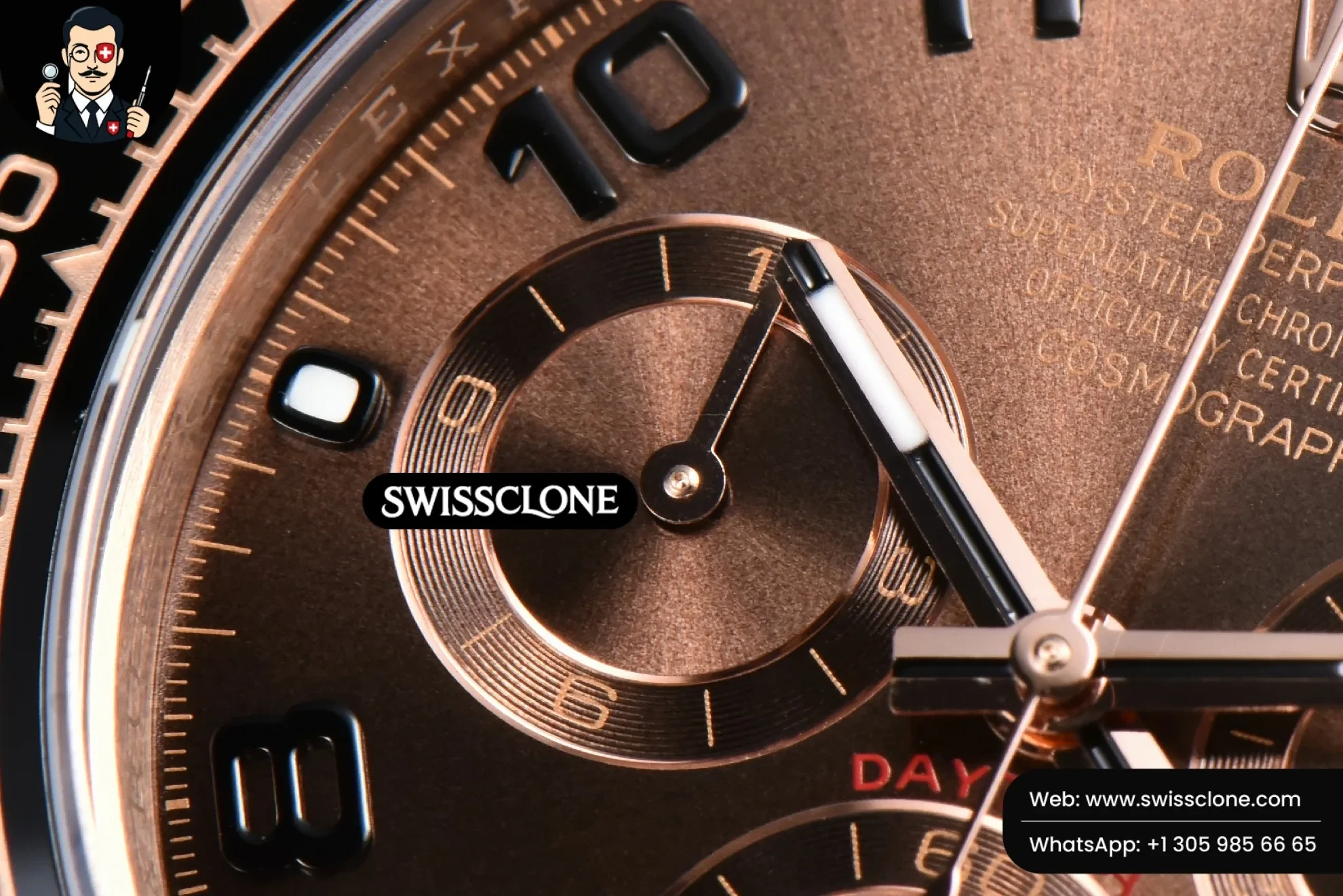 Rolex Daytona 116515 Brown Dial Ceramic Bezel Digital Marker Oysterflex Tungsten SH4130 1:1 Super Clone - Lateral Case Thickness Profile