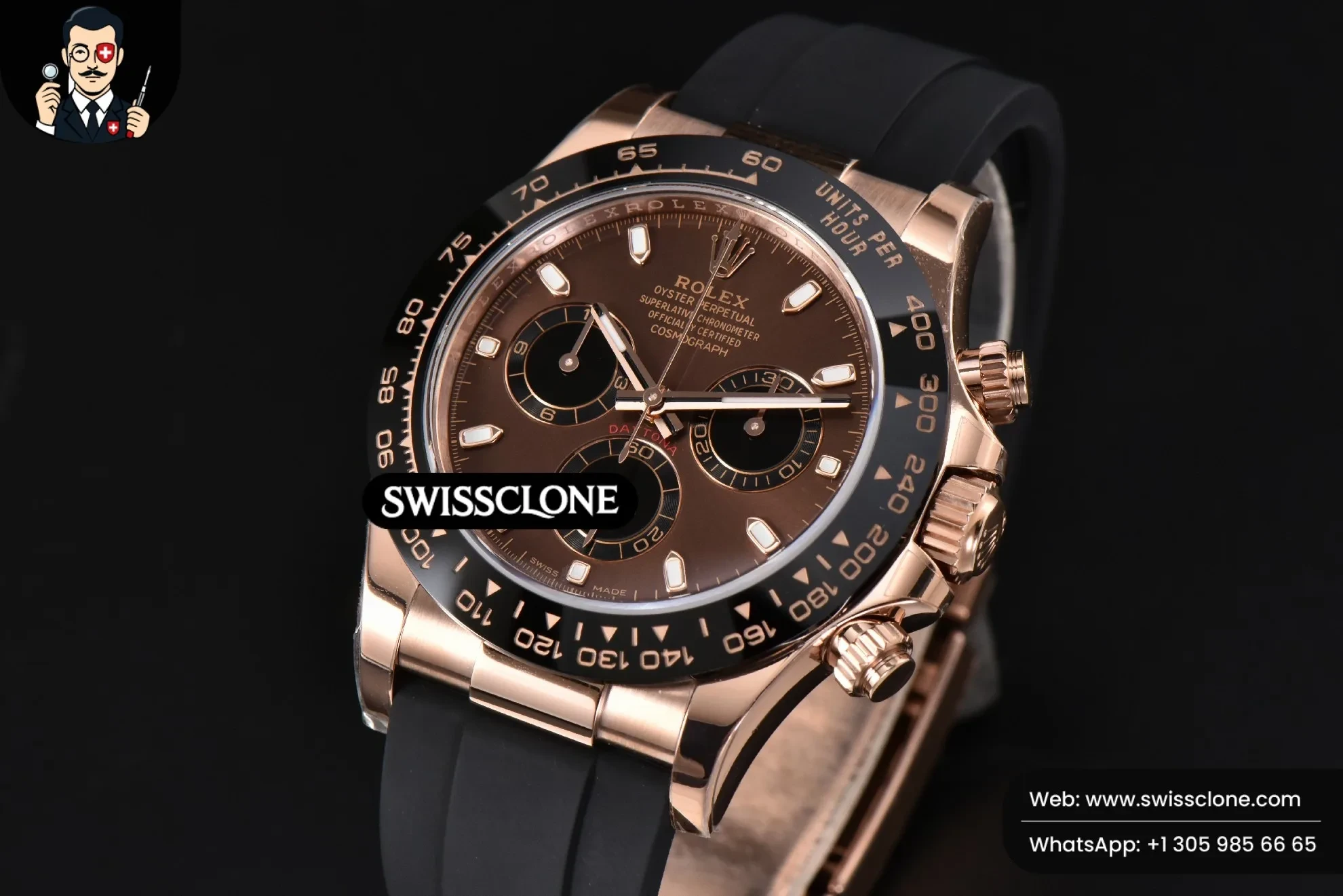 Rolex Daytona 116515 BTF Ceramic Brown Dial Oysterflex BT Factory 1:1 Super Clone - Bezel & Case Profile