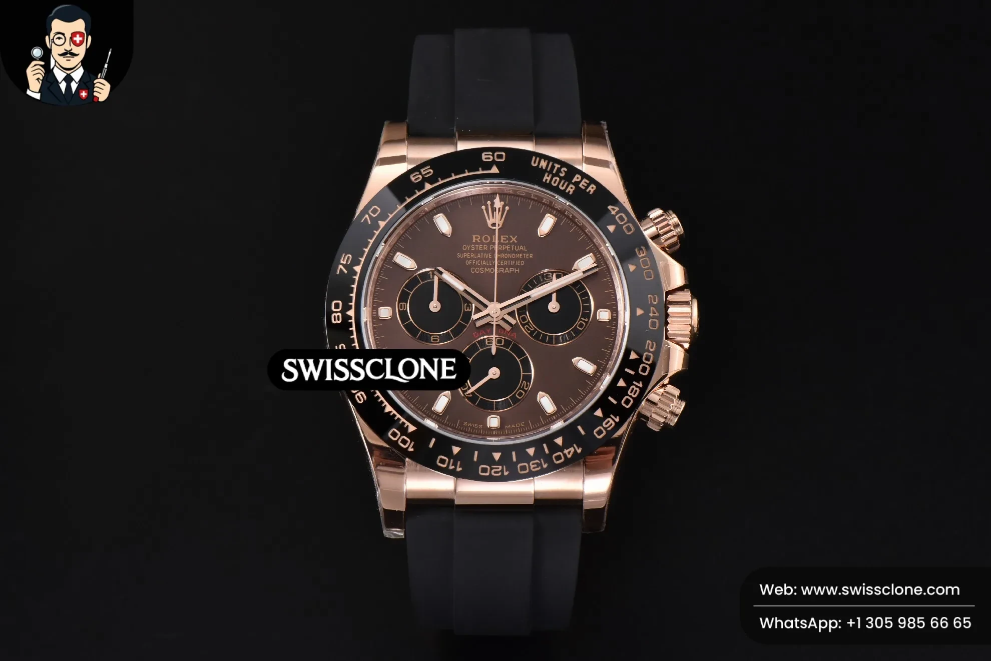 Rolex Daytona 116515 BTF Ceramic Brown Dial Oysterflex BT Factory 1:1 Super Clone - Dial Macro Close-Up
