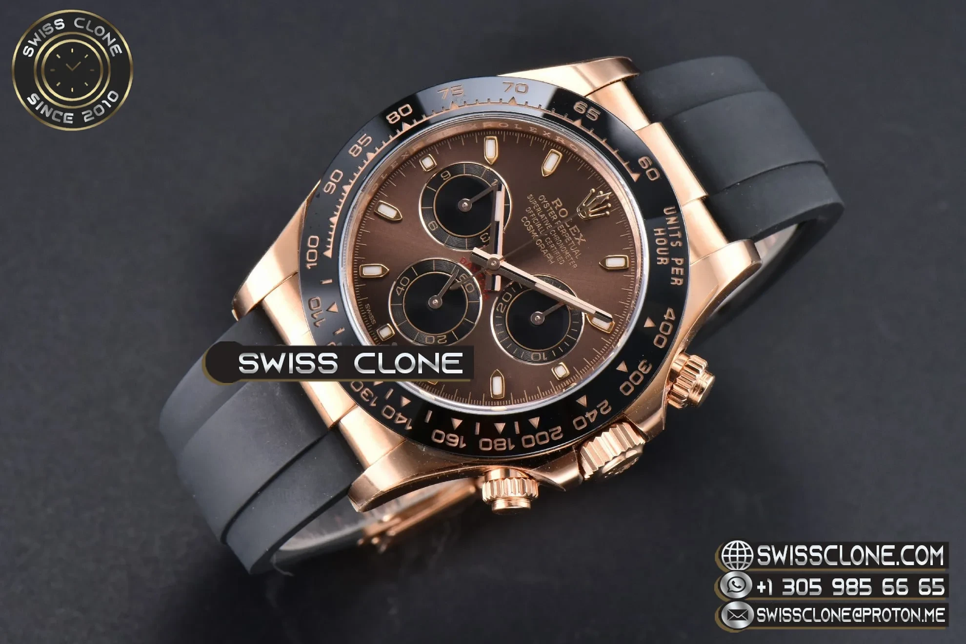 Rolex Daytona 116515 Clean 40mm Black Ceramic Bezel Brown Dial Oysterflex Rubber Clean Factory 1:1 Super Clone - Bezel & Case Profile