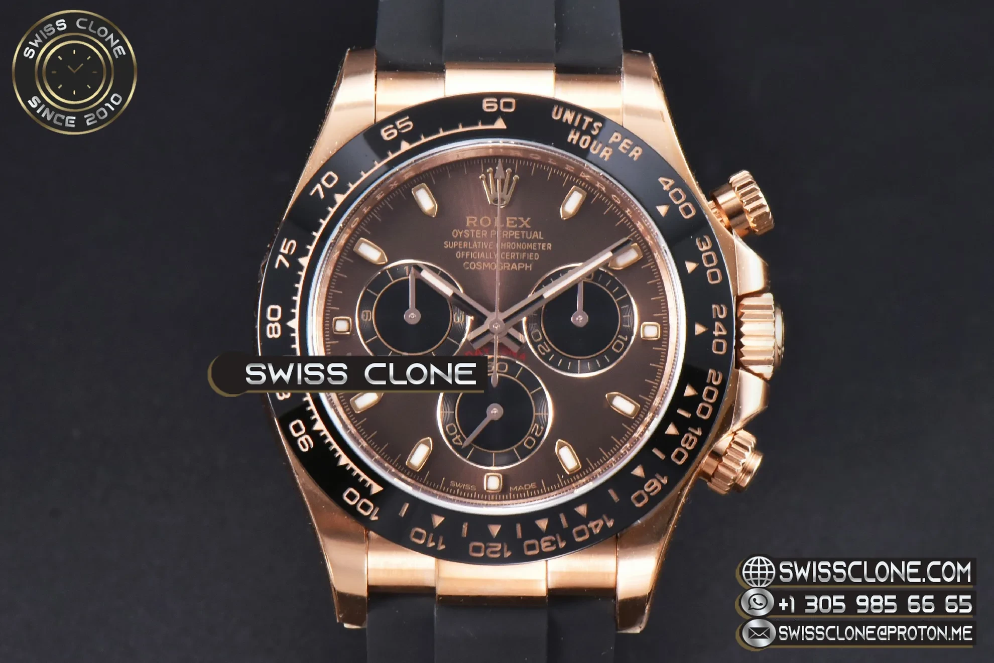 Rolex Daytona 116515 Clean 40mm Black Ceramic Bezel Brown Dial Oysterflex Rubber