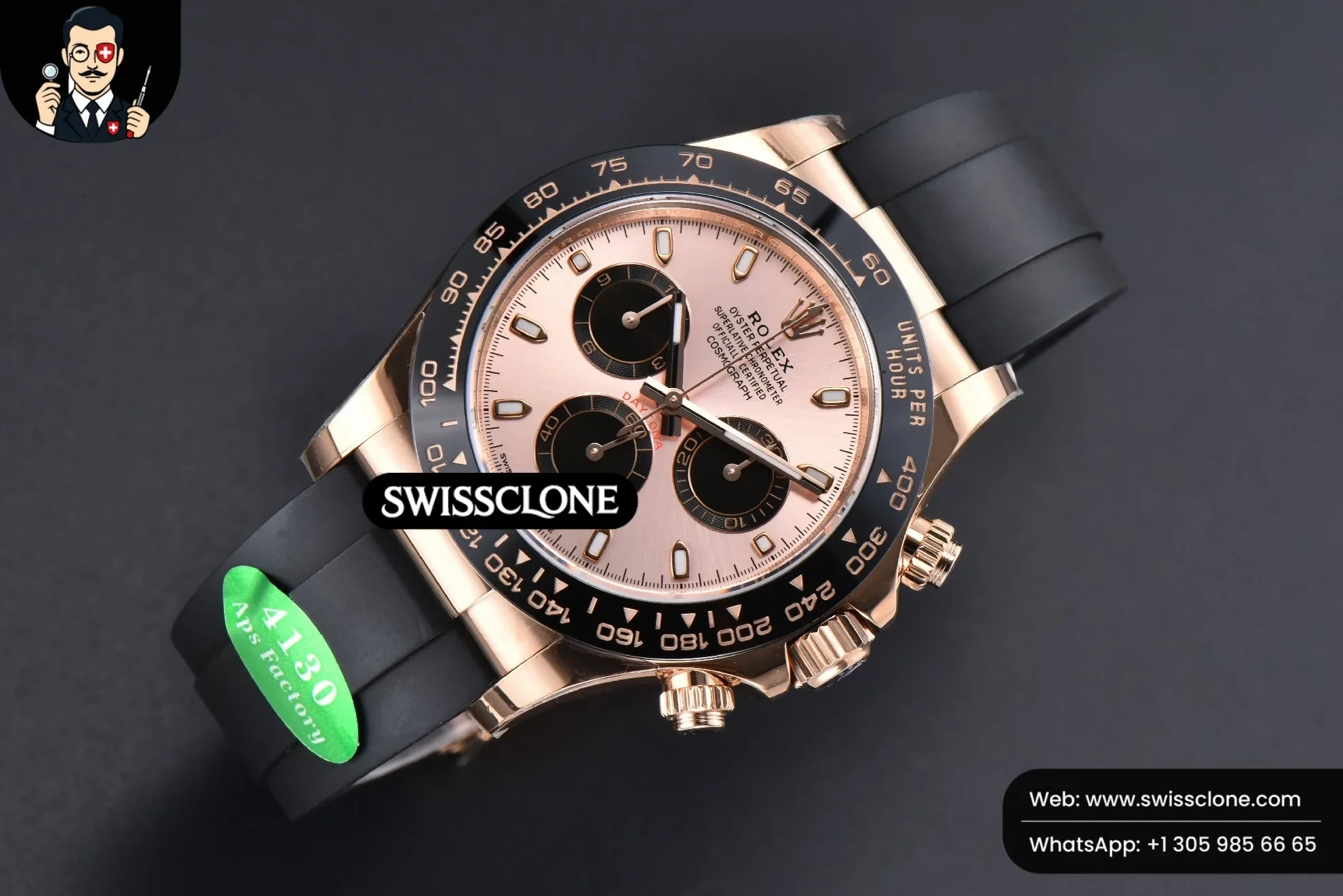 Rolex Daytona 116515 Dial Ceramic Bezel Oysterflex Tungsten SH4130 1:1 Super Clone - Bezel & Case Profile