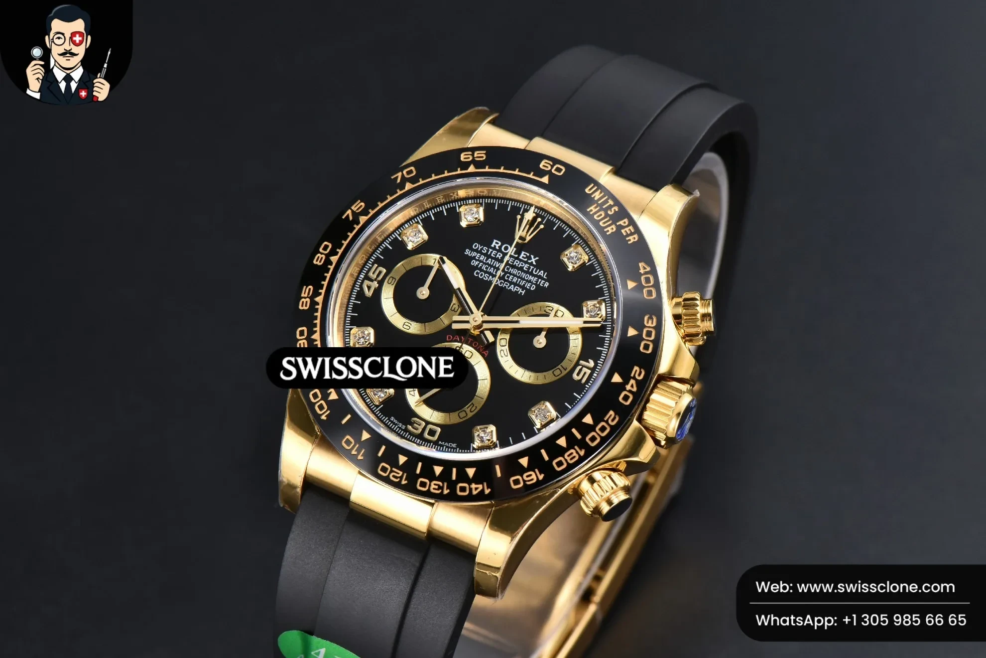 Rolex Daytona 116518 Black Dial Ceramic Bezel Diamond Marker Oysterflex Tungsten SH4130 1:1 Super Clone - Clasp & Bracelet Finishing