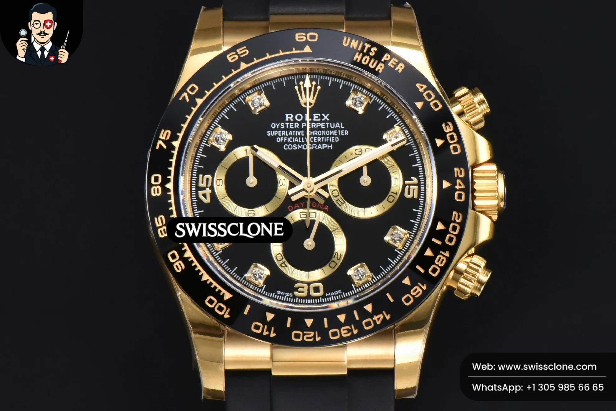 Rolex Daytona 116518 Black Dial Ceramic Bezel Diamond Marker Oysterflex Tungsten Version SH4130