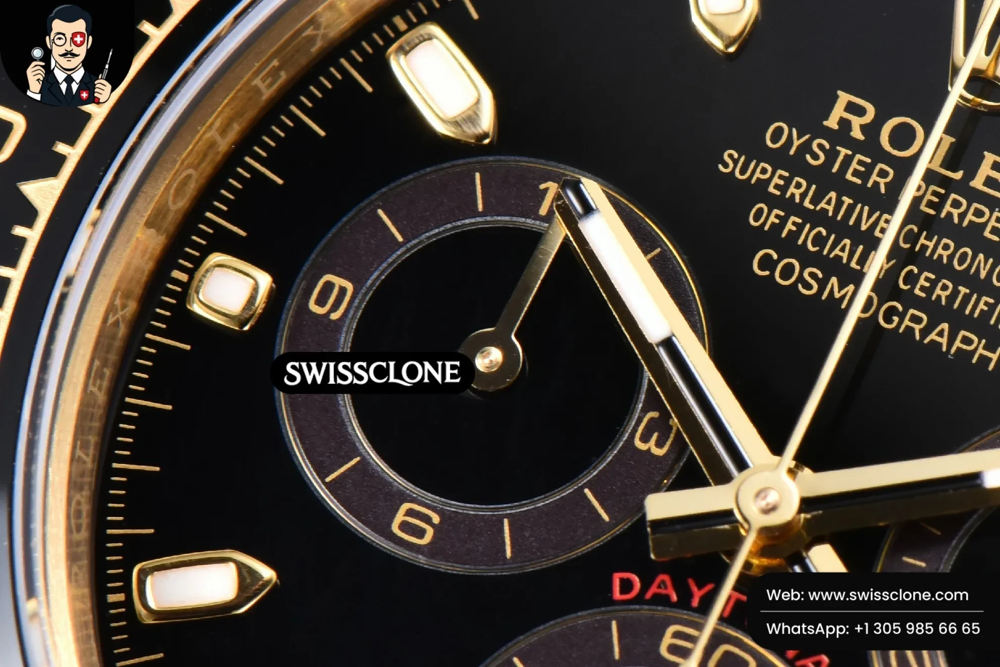 Rolex Daytona 116518 Black Dial Ceramic Bezel Lume Marker Oysterflex Tungsten SH4130 1:1 Super Clone - Lateral Case Thickness Profile