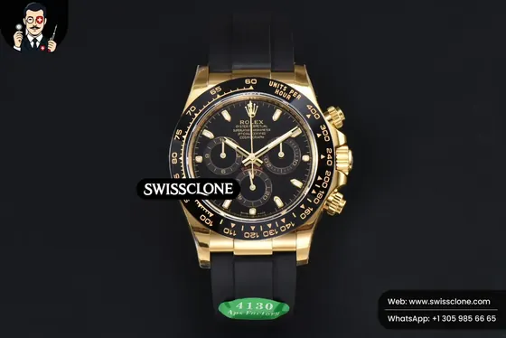 Rolex Daytona 116518 Black Dial Ceramic Bezel Lume Marker Oysterflex Tungsten SH4130 1:1 Super Clone - Dial Macro Close-Up