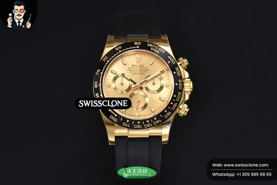Rolex Daytona 116518 Dial Ceramic Bezel Lume Marker Oysterflex Tungsten SH4130 1:1 Super Clone - Dial Macro Close-Up