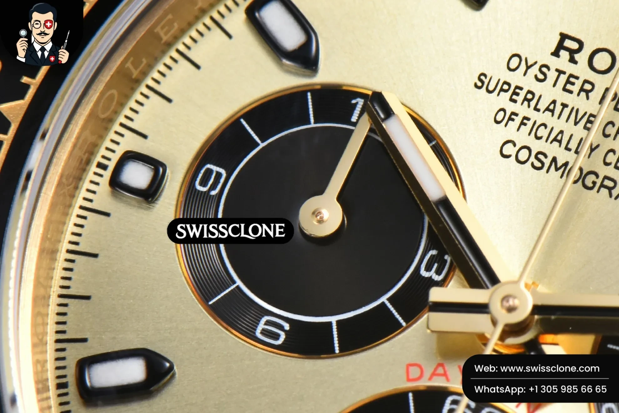 Rolex Daytona 116518 YG/Black Dial Ceramic Bezel Lume Marker Oysterflex Tungsten SH4130 1:1 Super Clone - Lateral Case Thickness Profile