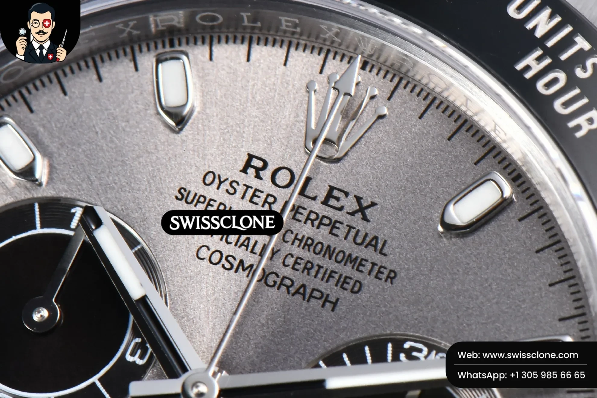 Rolex Daytona 116519 Gray Dial Ceramic Bezel Lume Marker Oysterflex Tungsten SH4130 1:1 Super Clone - Caseback & Cloned Calibre Movement