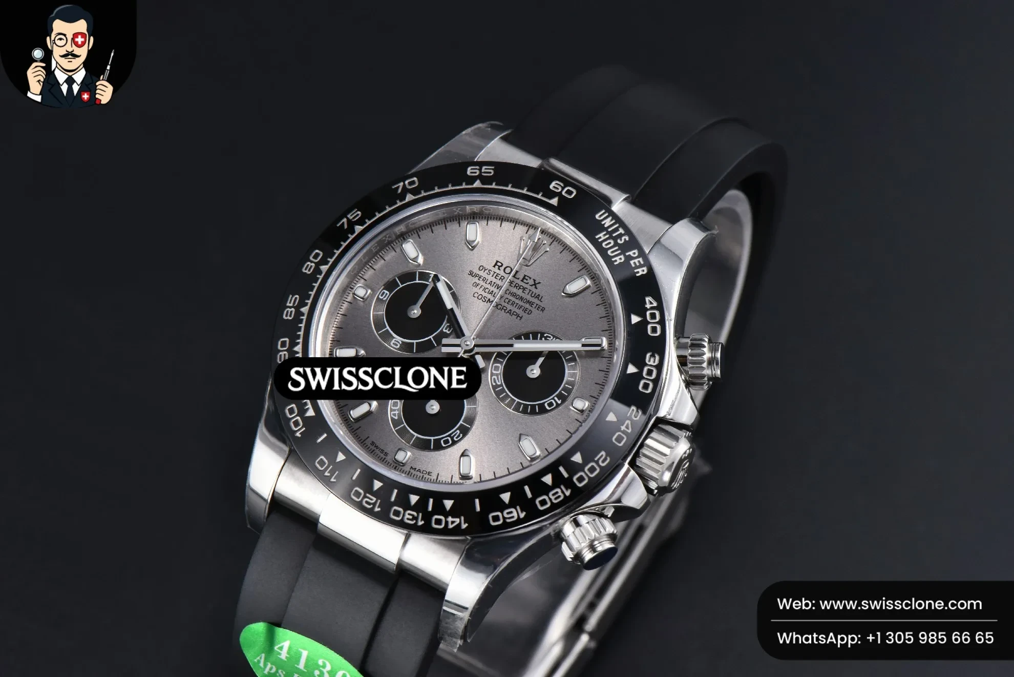 Rolex Daytona 116519 Gray Dial Ceramic Bezel Lume Marker Oysterflex Tungsten SH4130 1:1 Super Clone - Clasp & Bracelet Finishing