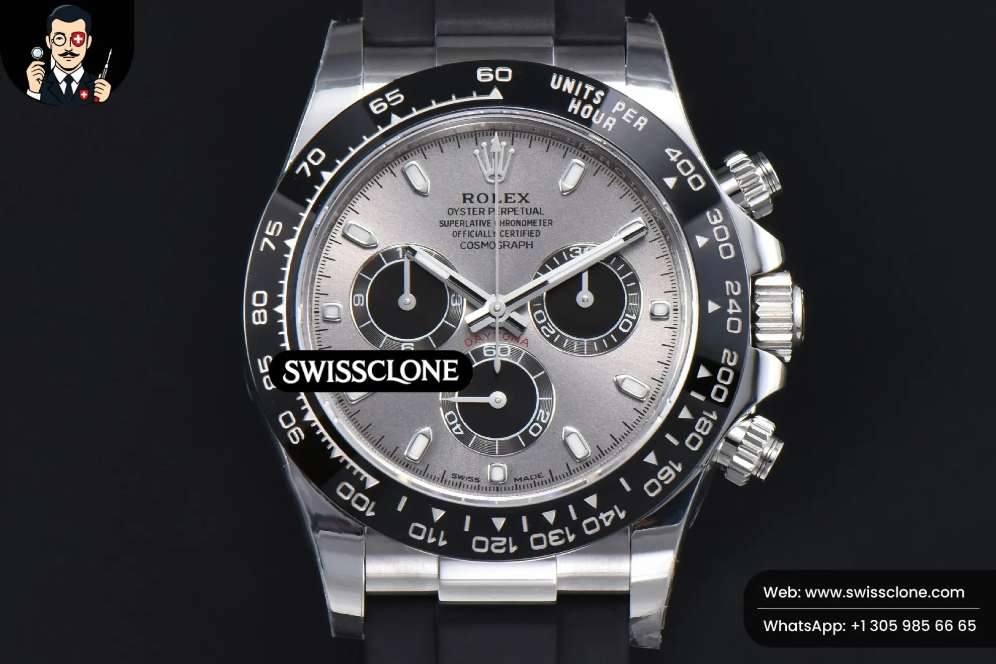 Rolex Daytona 116519 Gray Dial Ceramic Bezel Lume Marker Oysterflex Tungsten Version SH4130