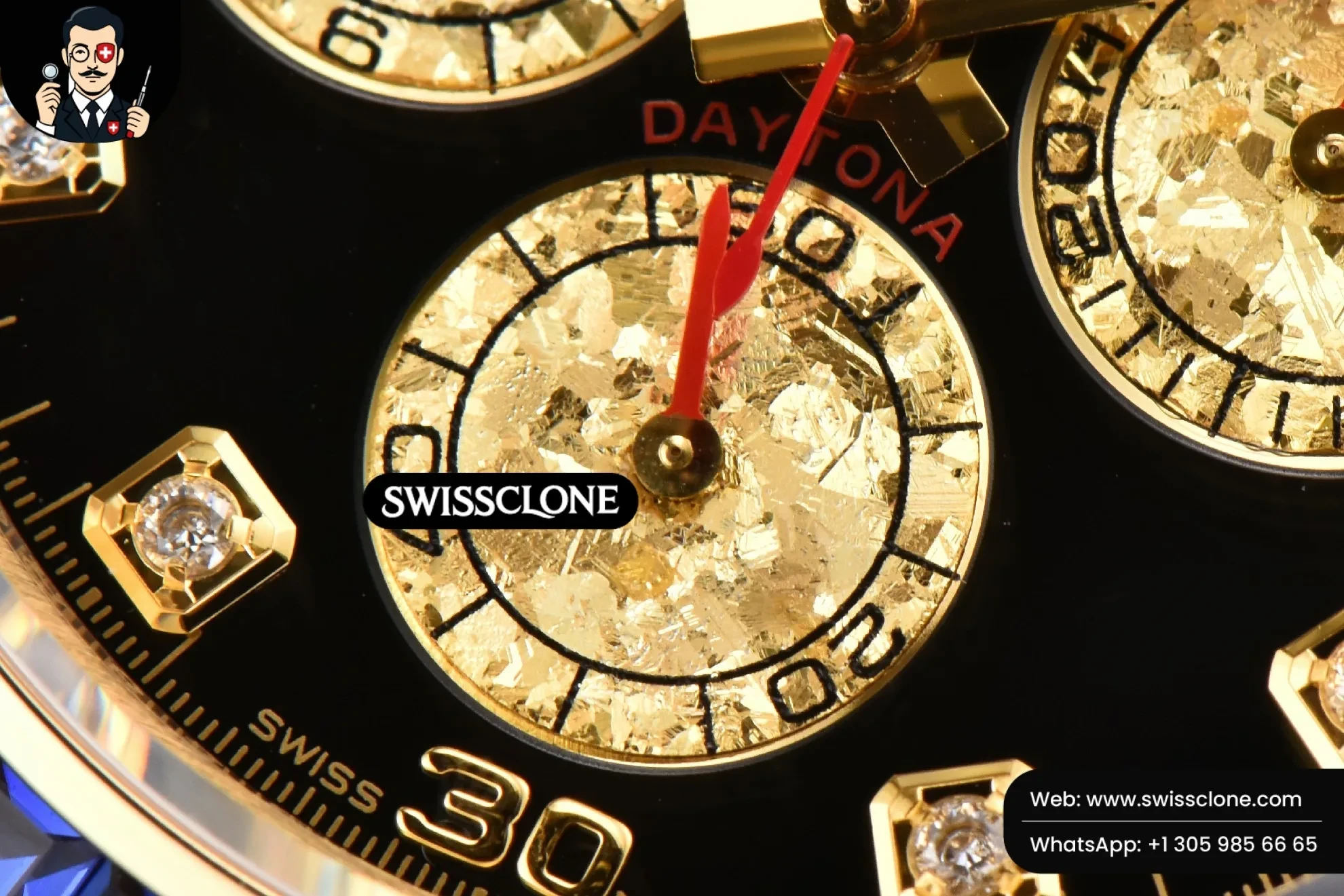 Rolex Daytona 116598 King Rainbow Diamond Black Dial 1:1 Super Clone - On-Wrist Presence View